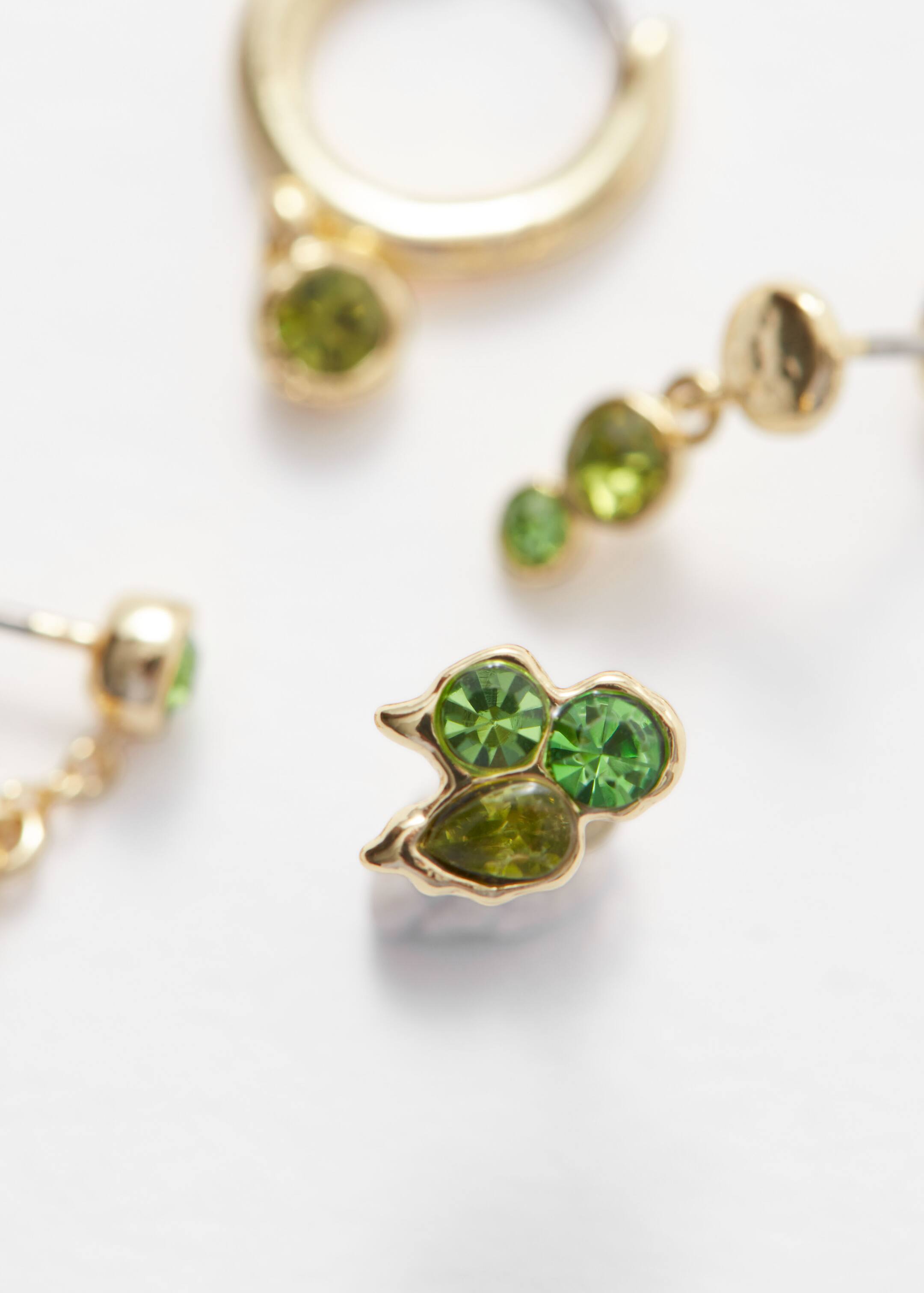 Ingrandisci l'immagine: Crystal Earrings Set - Gold/Green - DONNA | H&M CH 3