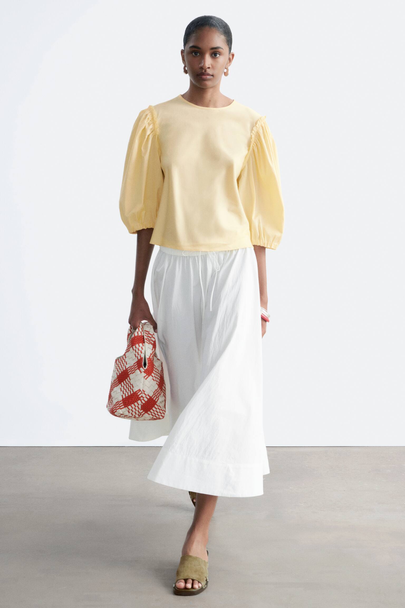 Balloon-Sleeve Jacquard Blouse - 7