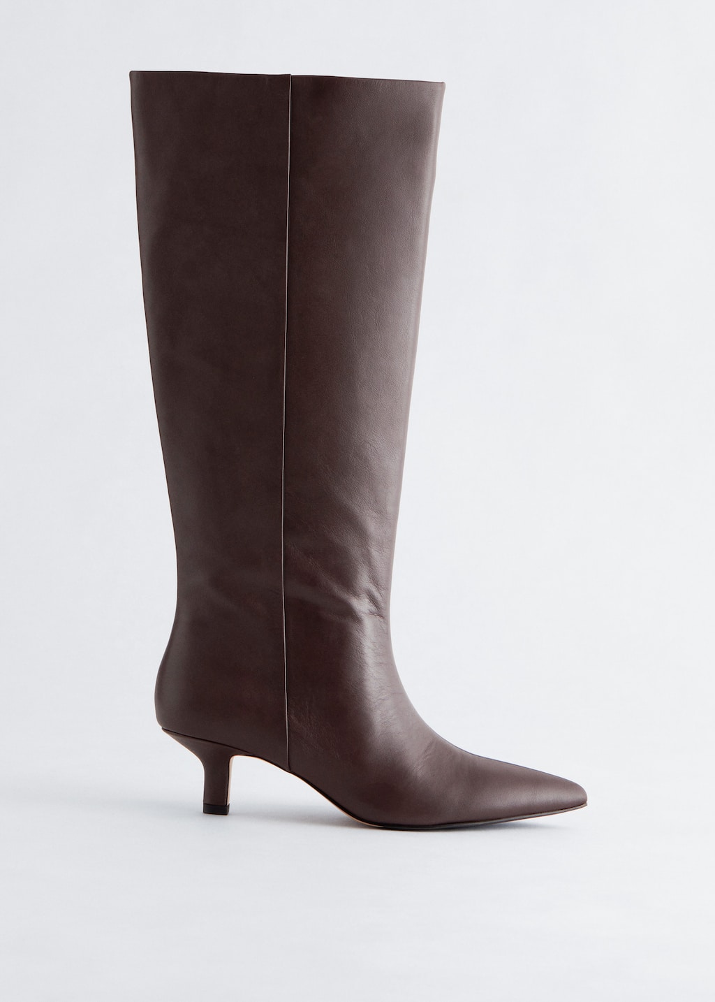 Image of Kitten Heel Leather Knee Boots