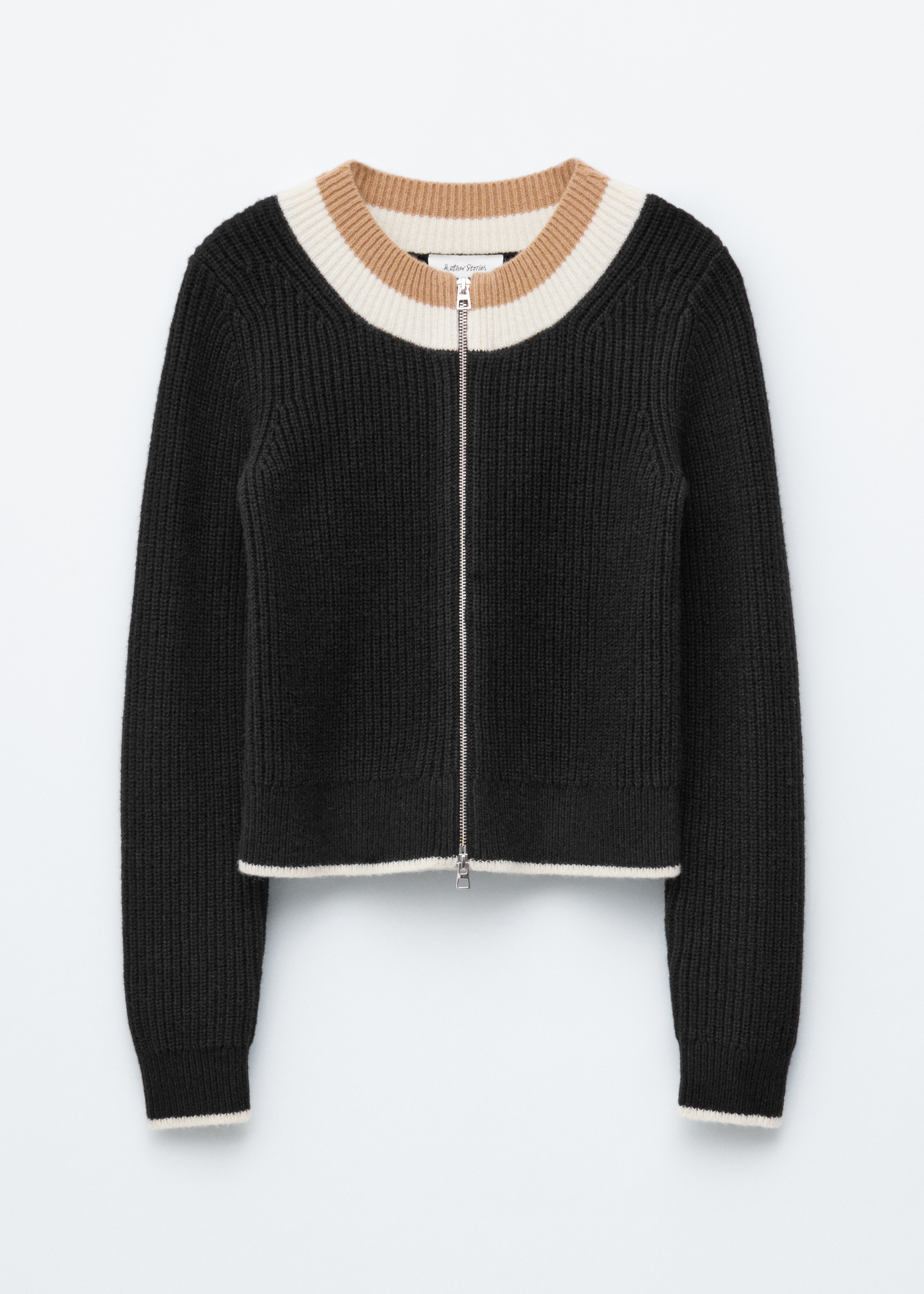 Vest met rits en contrasterende afwerking - Zwart