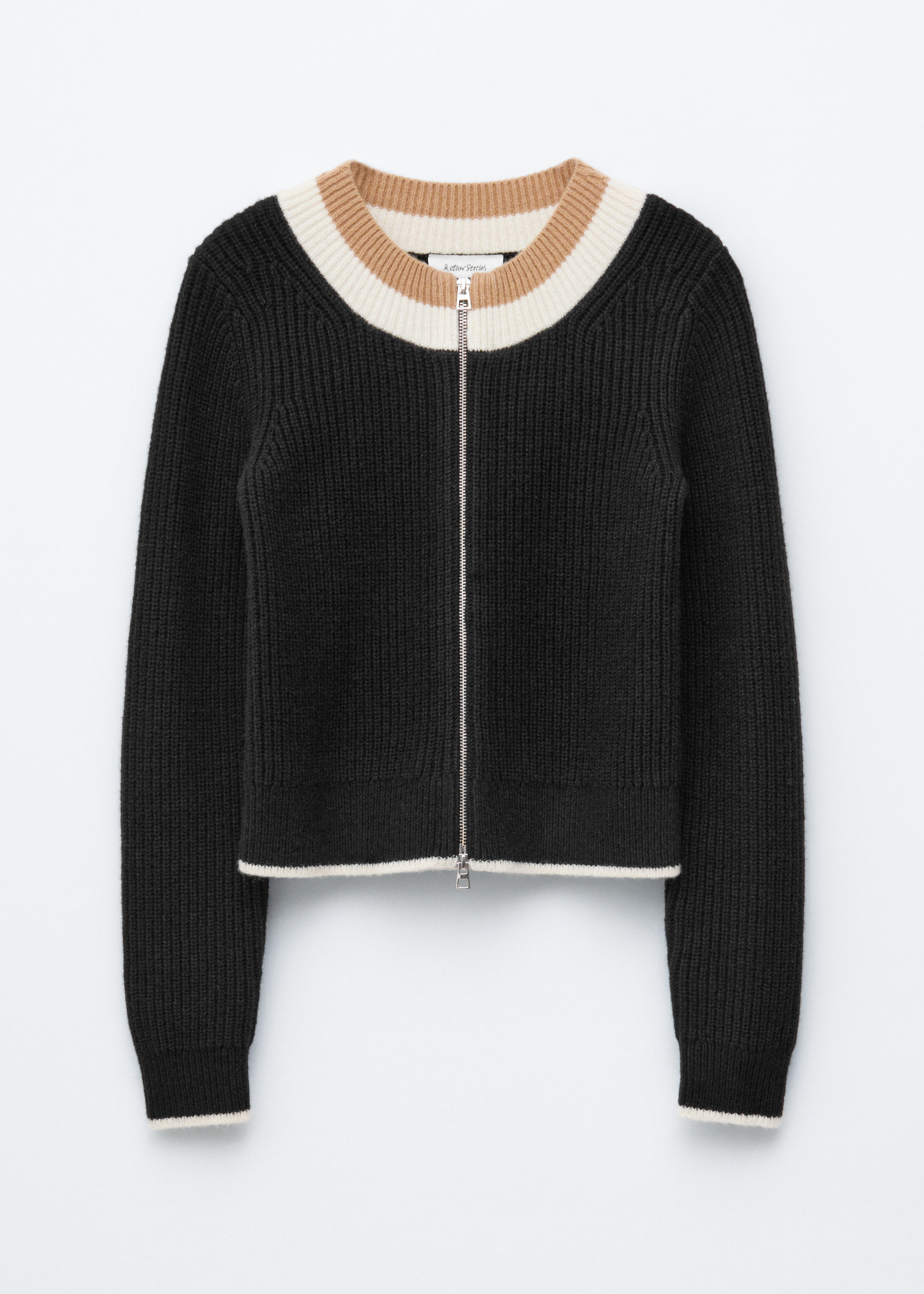 Contrast Trim Zip Cardigan - Black - & Other Stories BE