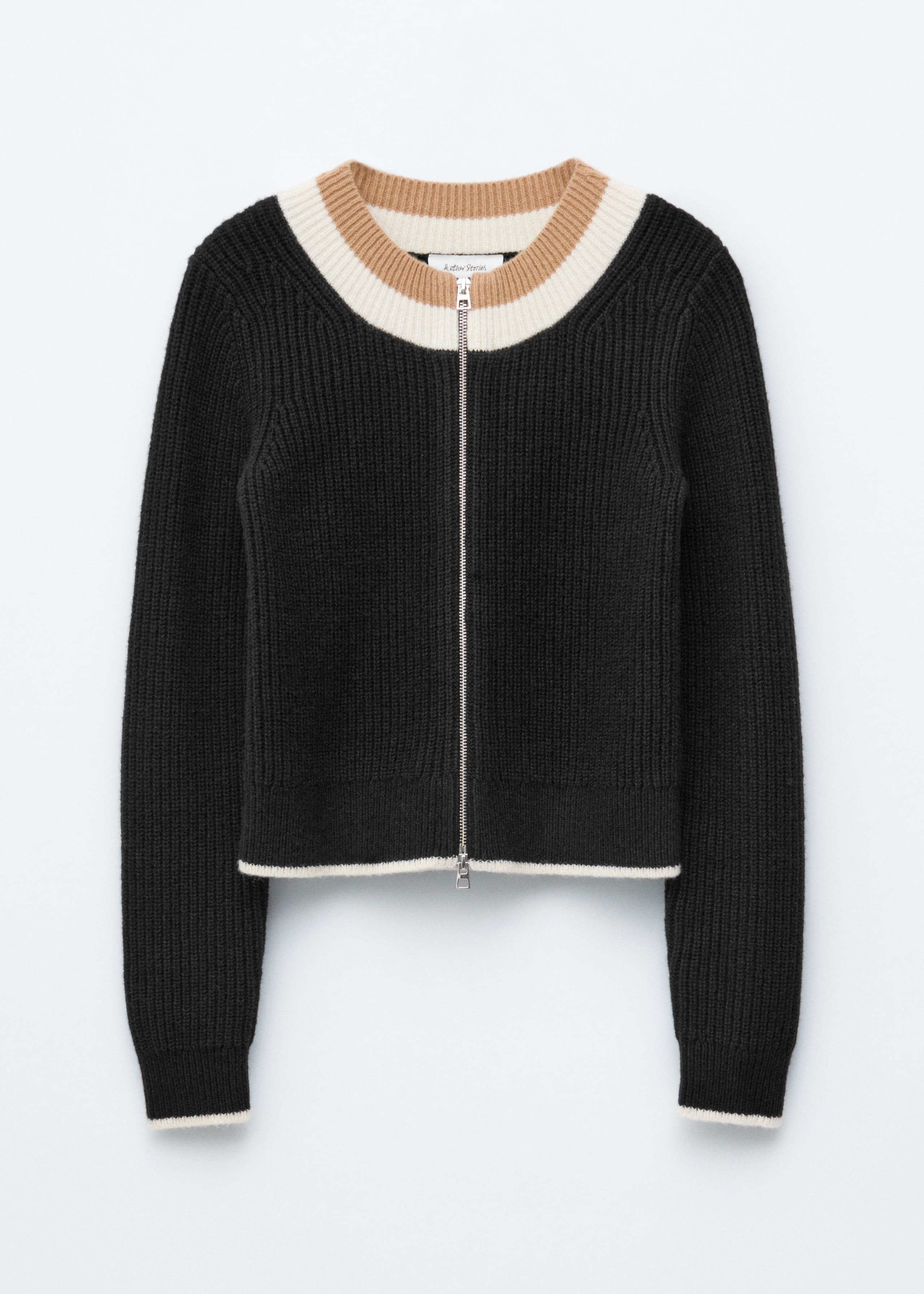 Image of Contrast Trim Zip Cardigan