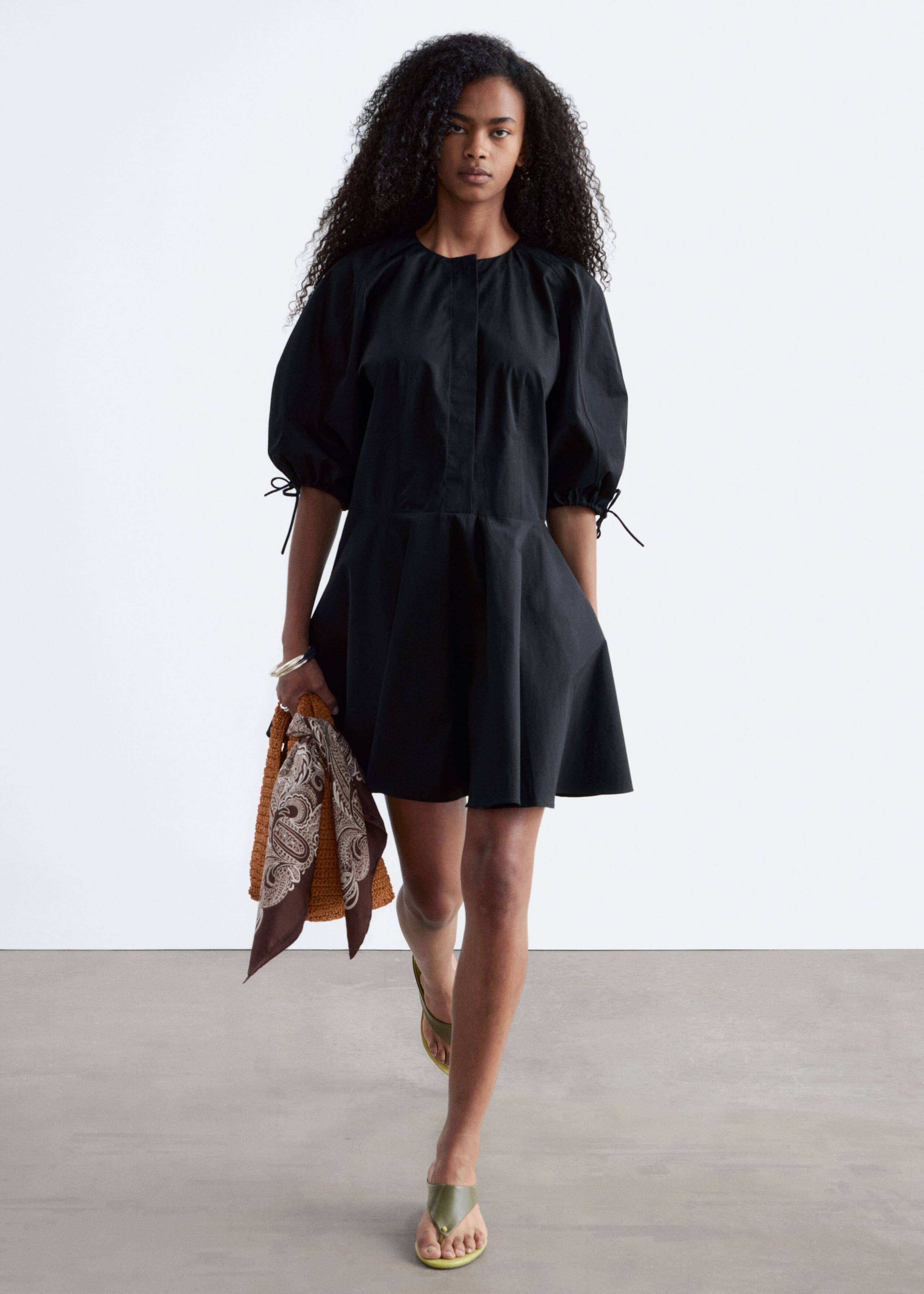 Image of Volume-Sleeve Mini Dress