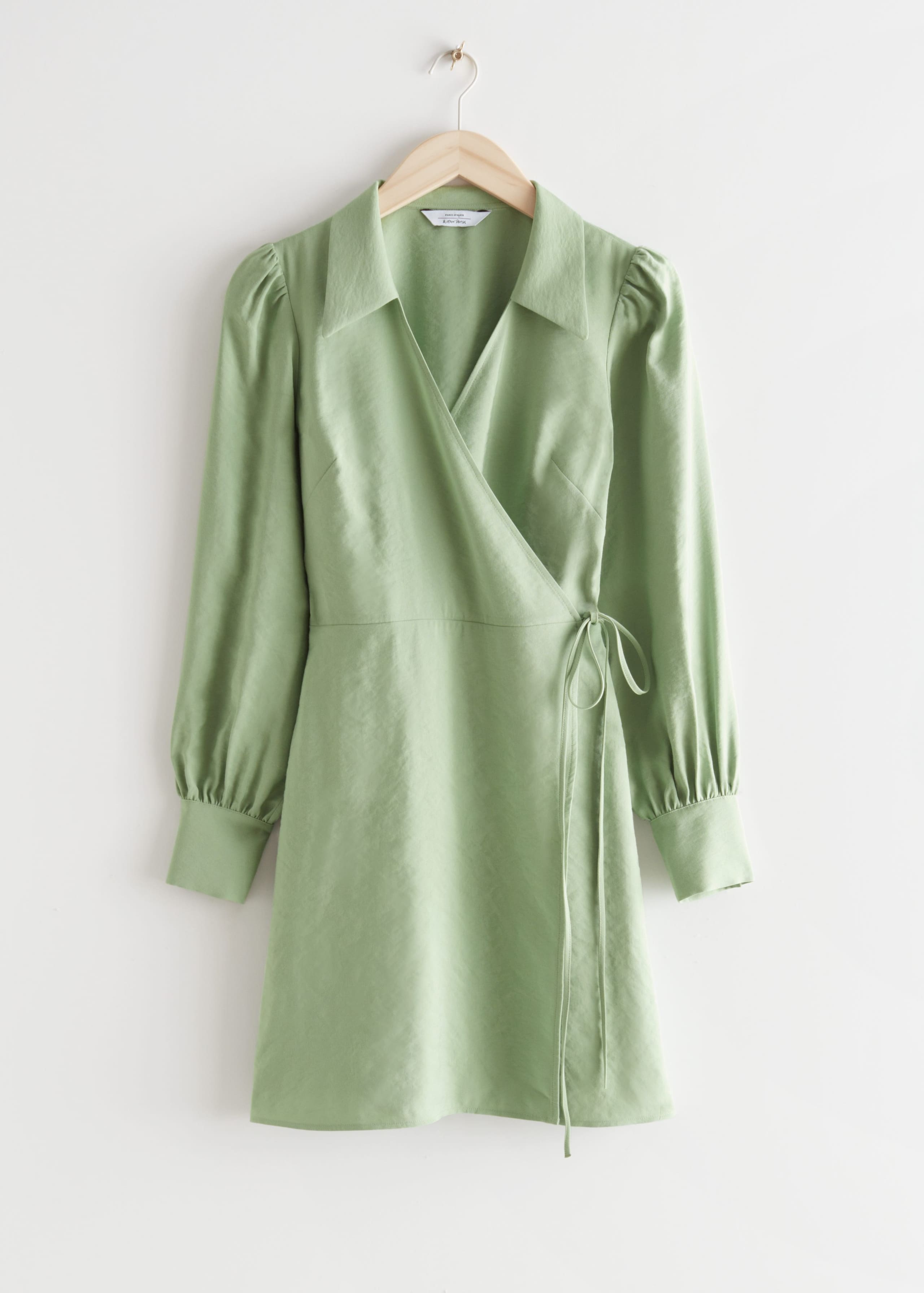 Collared Wrap Mini Dress - Green - Still Life