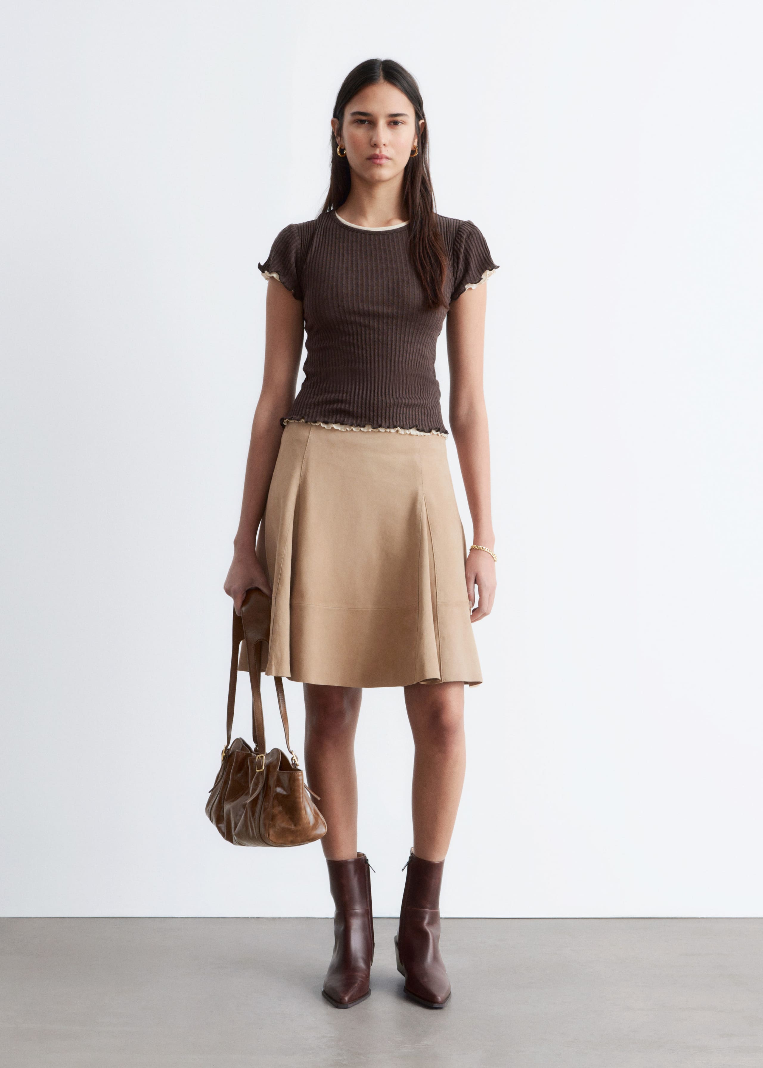 Image of Geripptes T-Shirt aus Wolle