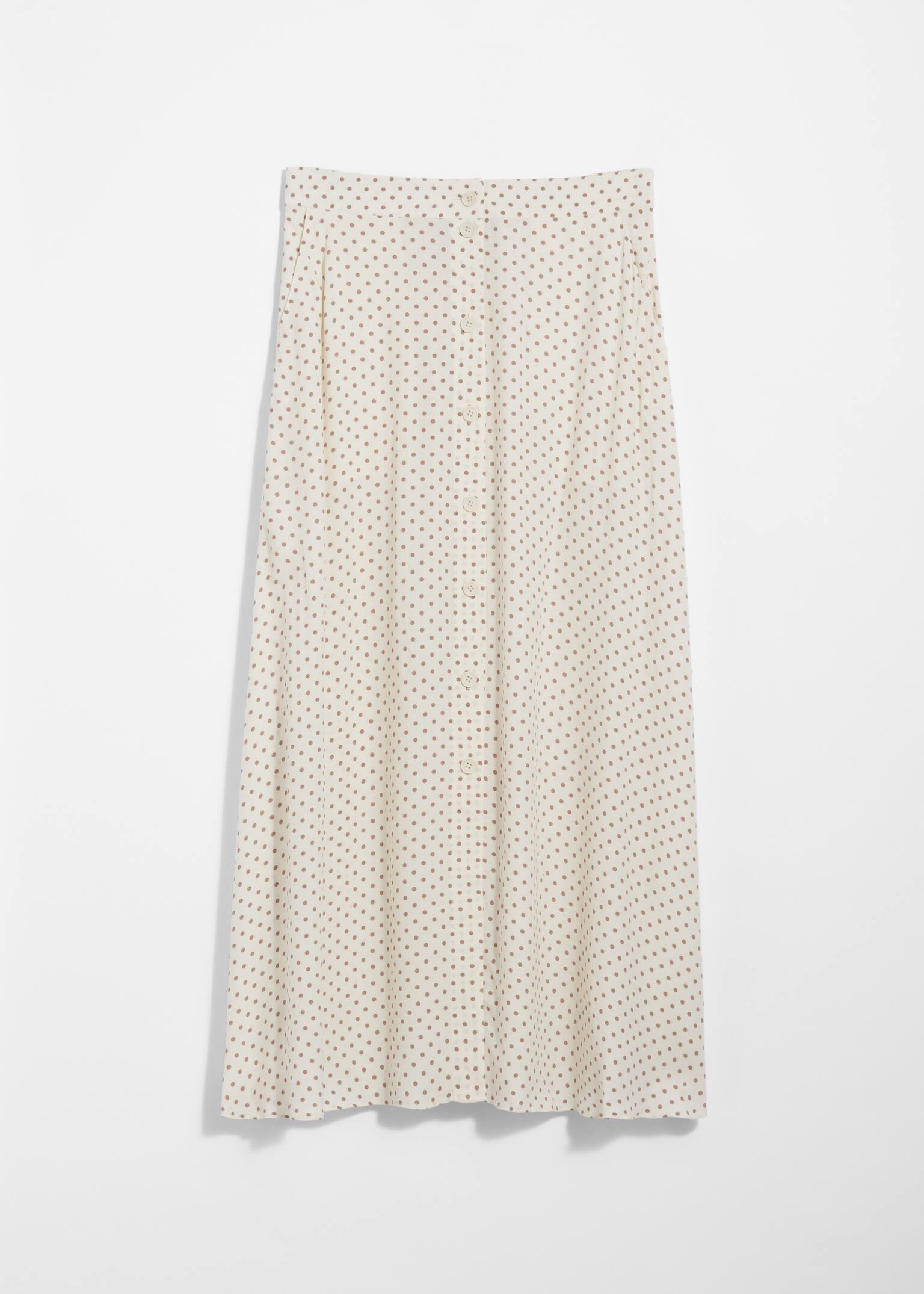 Fustă midi în linie A cu nasturi - White Print/Model Bleumarin/Bej/Floral