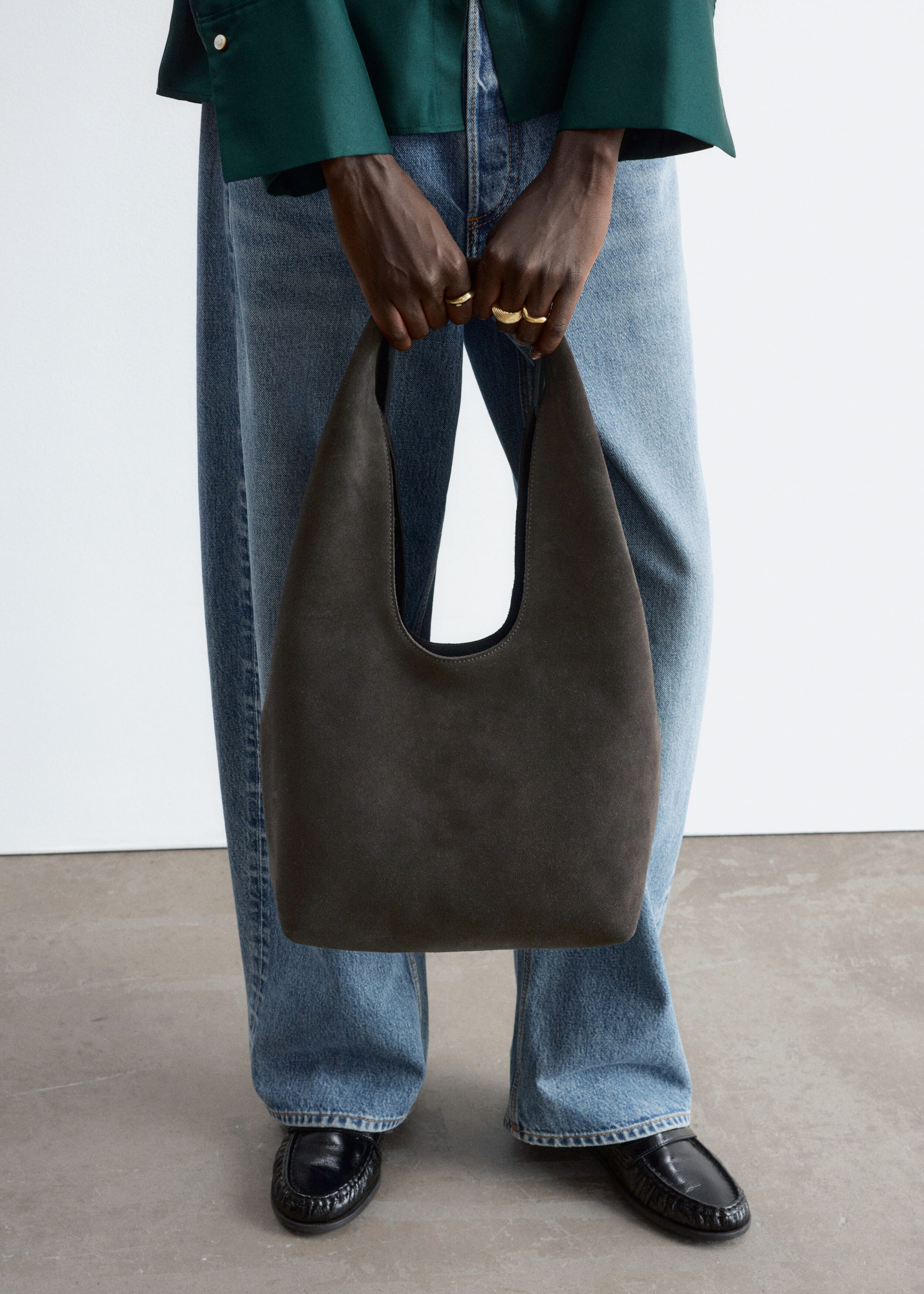 Split Suede Tote - Dark Brown - Still Life