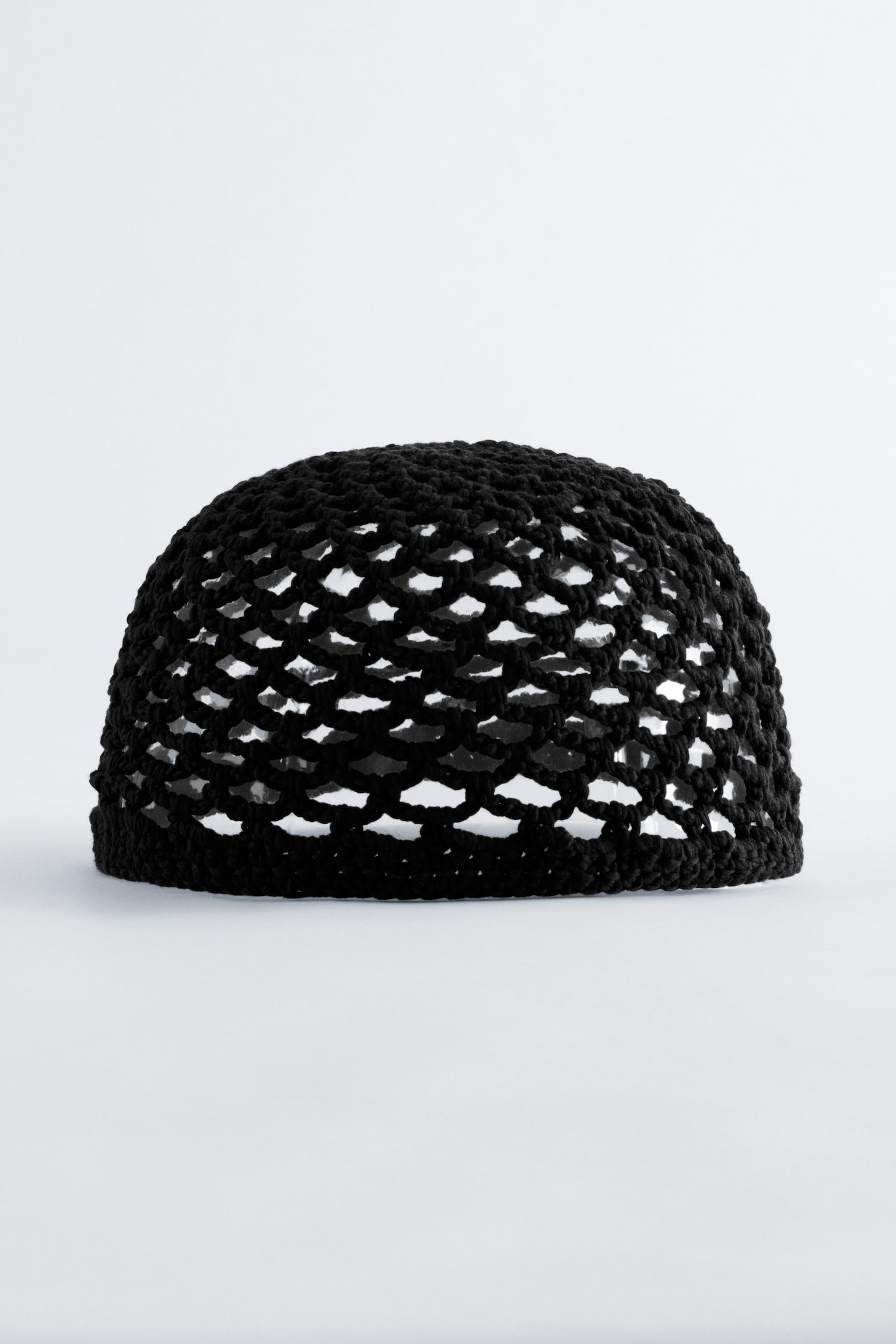 Háčkovaná Čiapka s Otvoreným Vzorom - Čierna - 6