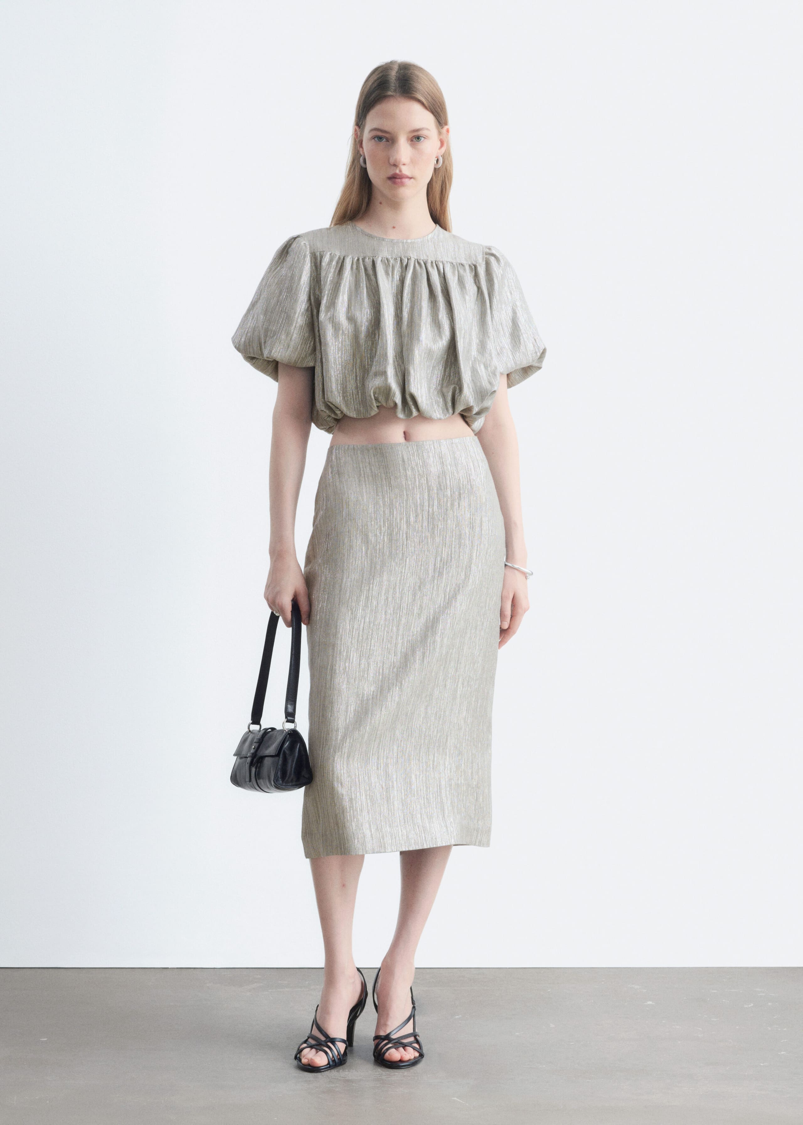 Dobby Column Skirt - Silver - Still Life