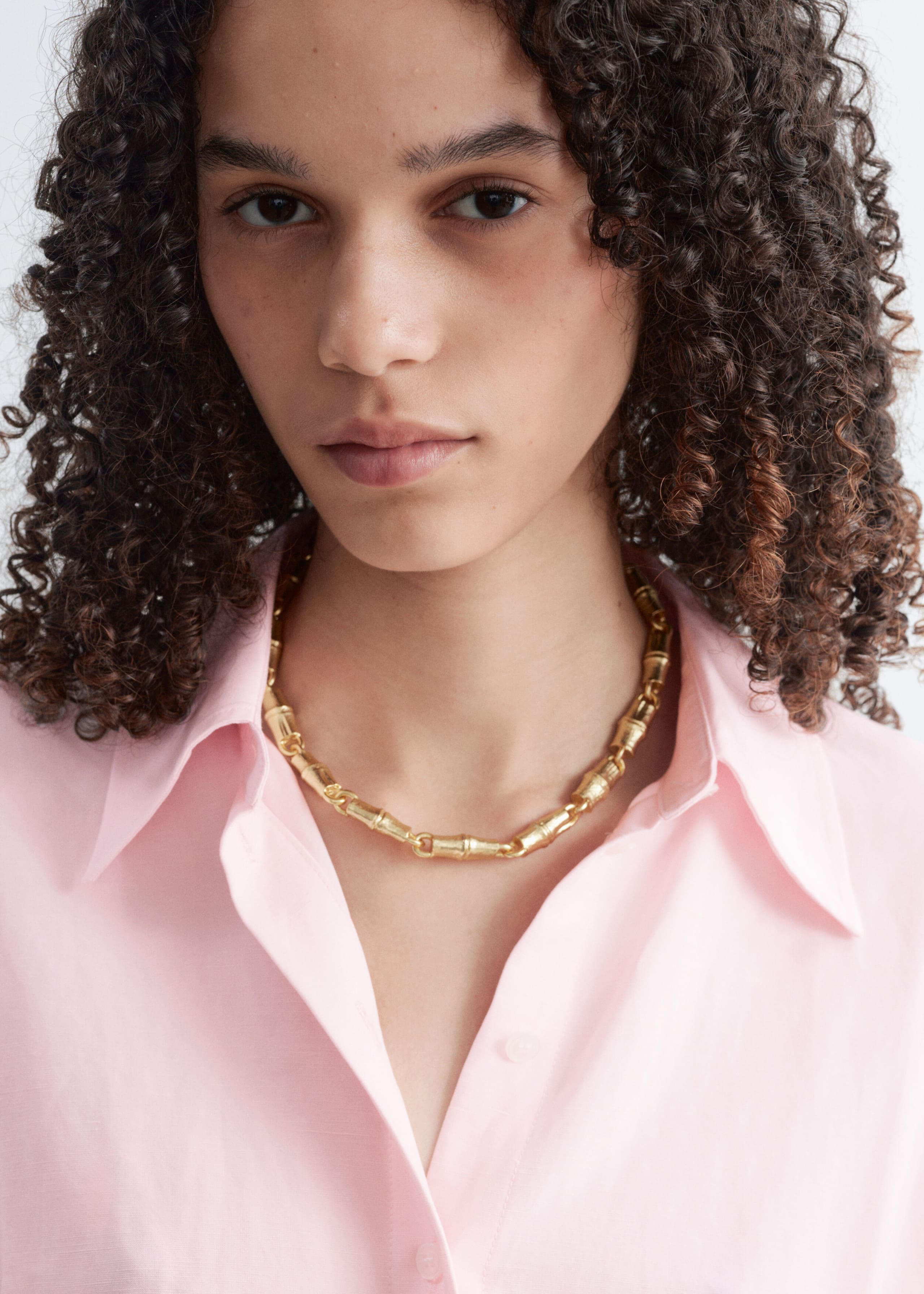 Textured Chain Necklace - Gold - Lookbook