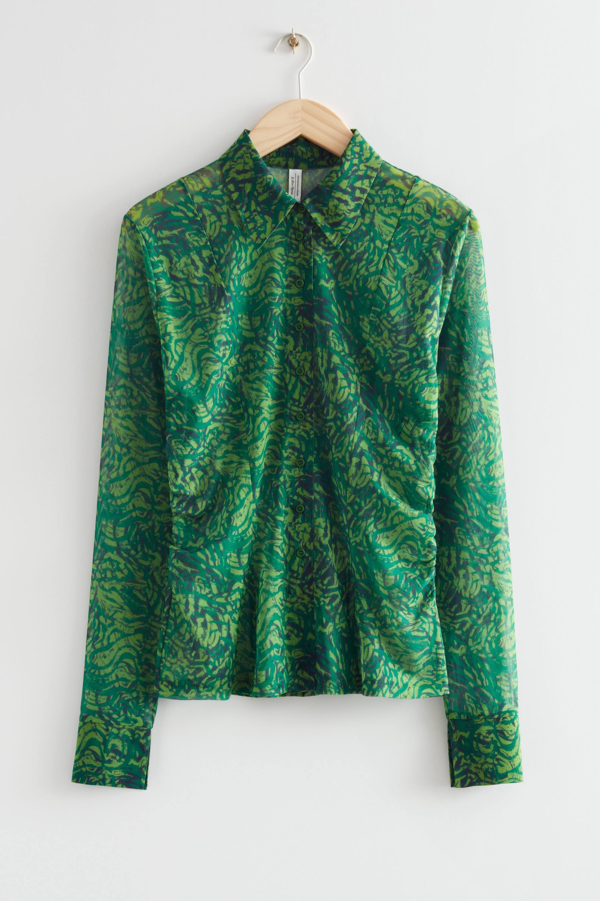 View larger image: Printed Fitted Shirt - Green - Ladies | H&M GB 1
