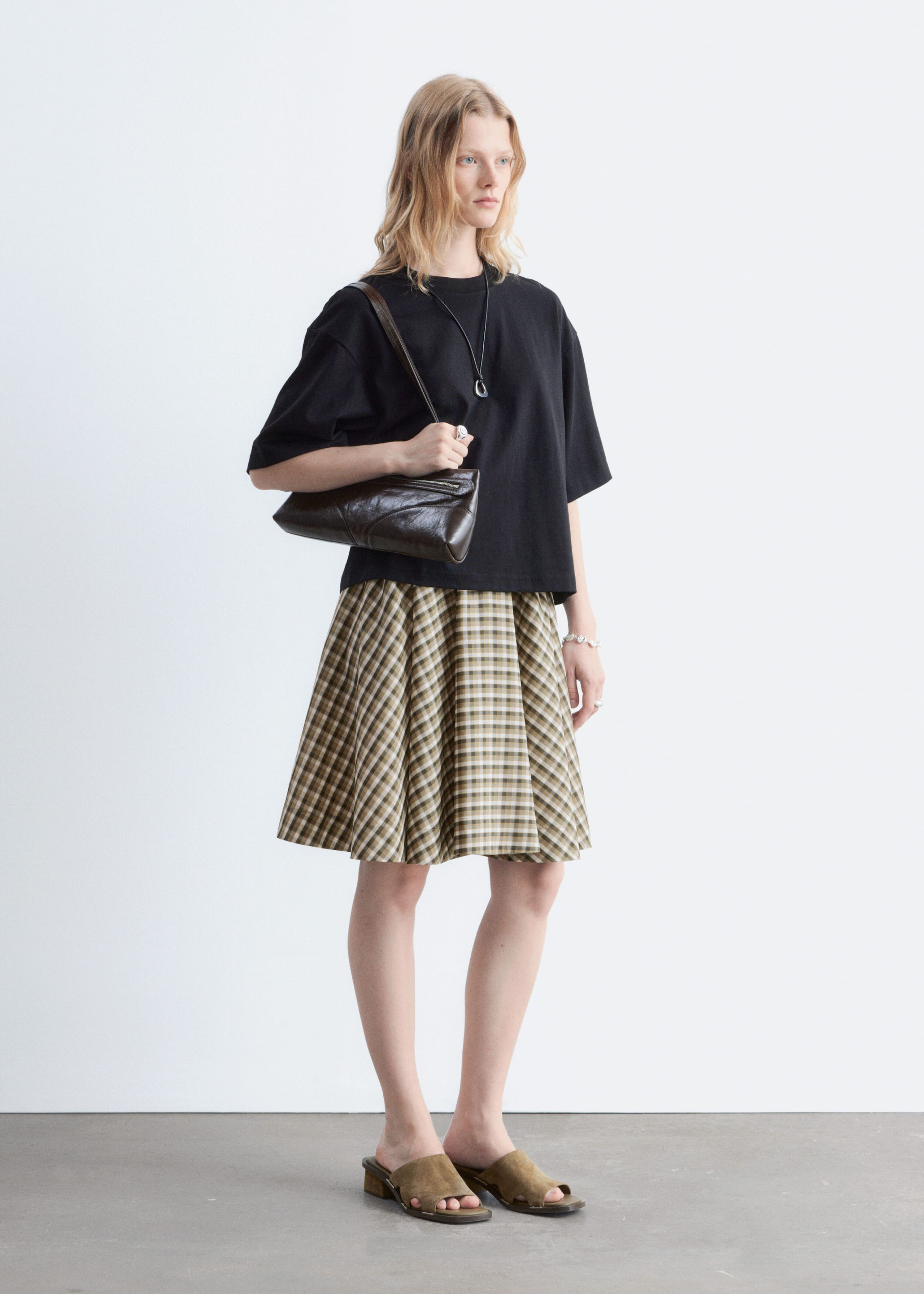 Boxy Cotton T-Shirt - Black - Lookbook