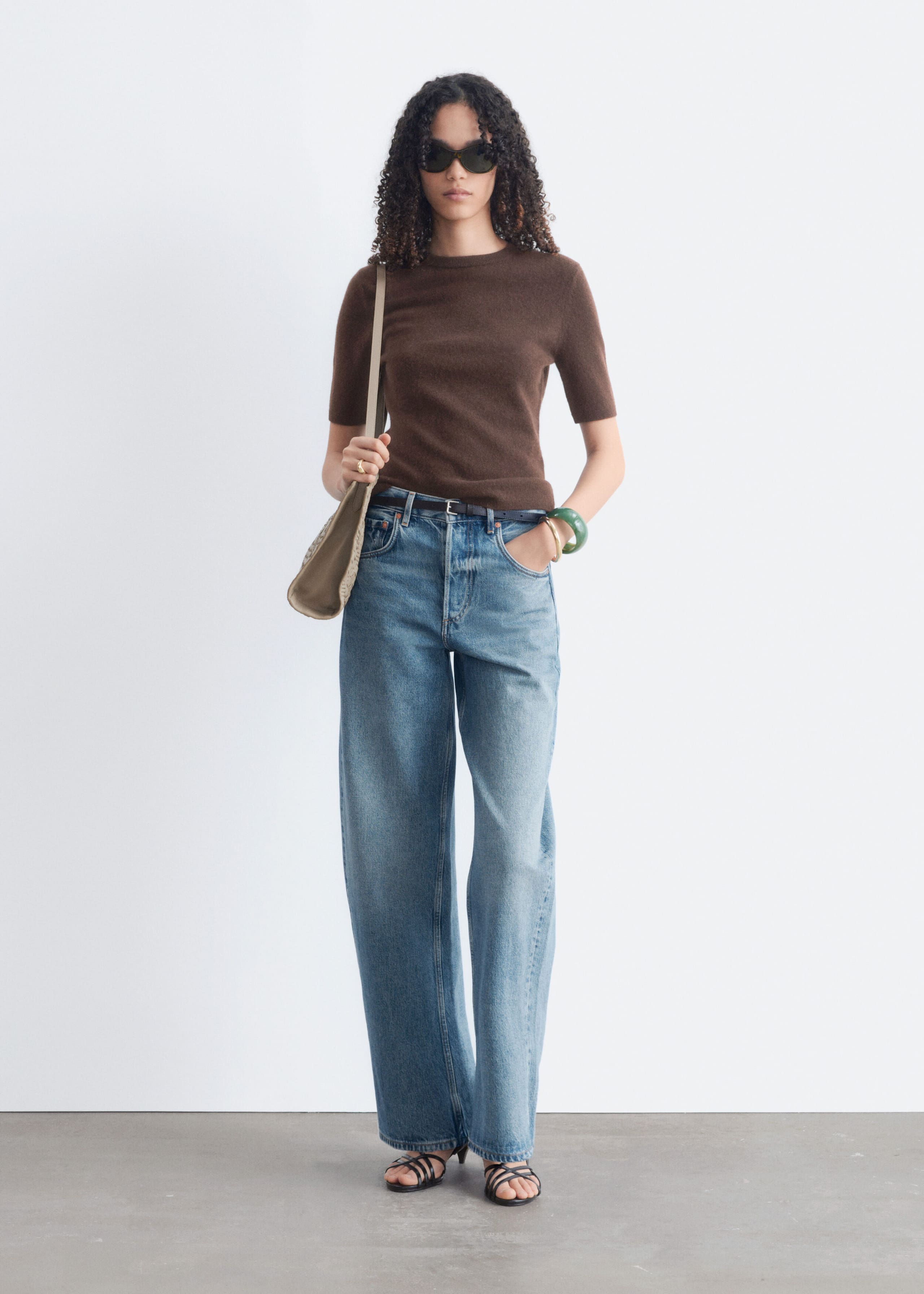 Short-Sleeve Cashmere Top - Blue - Lookbook
