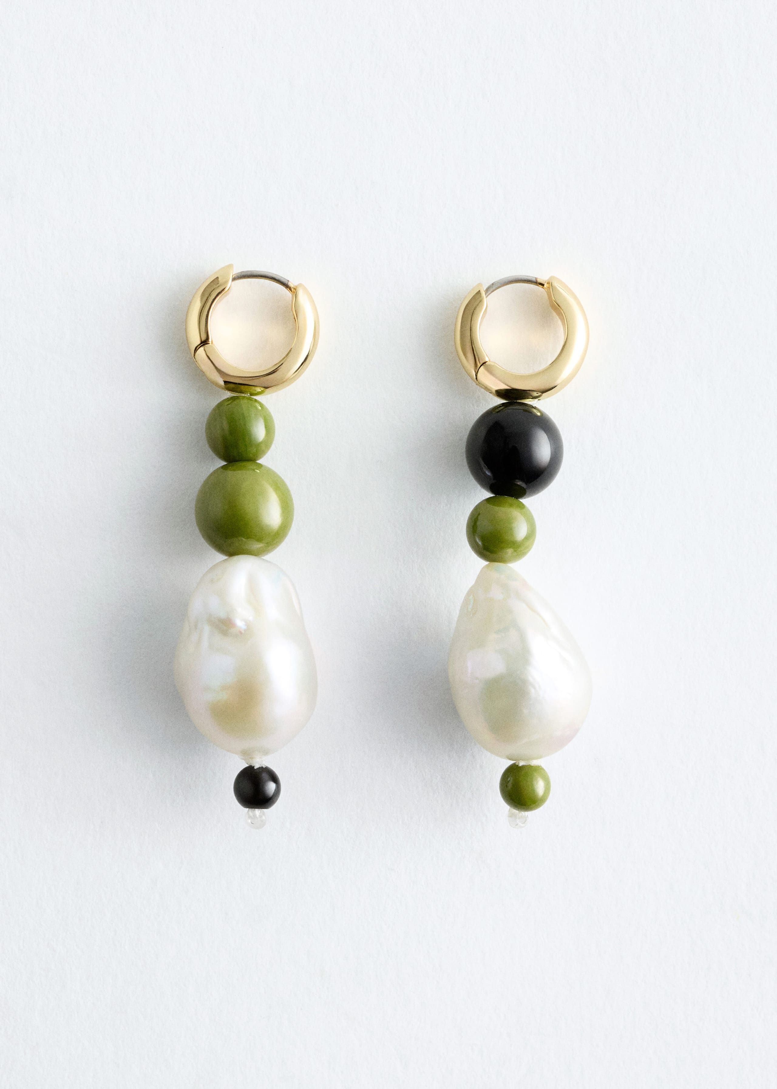 Image of Bead-Pendant Hoop Earrings