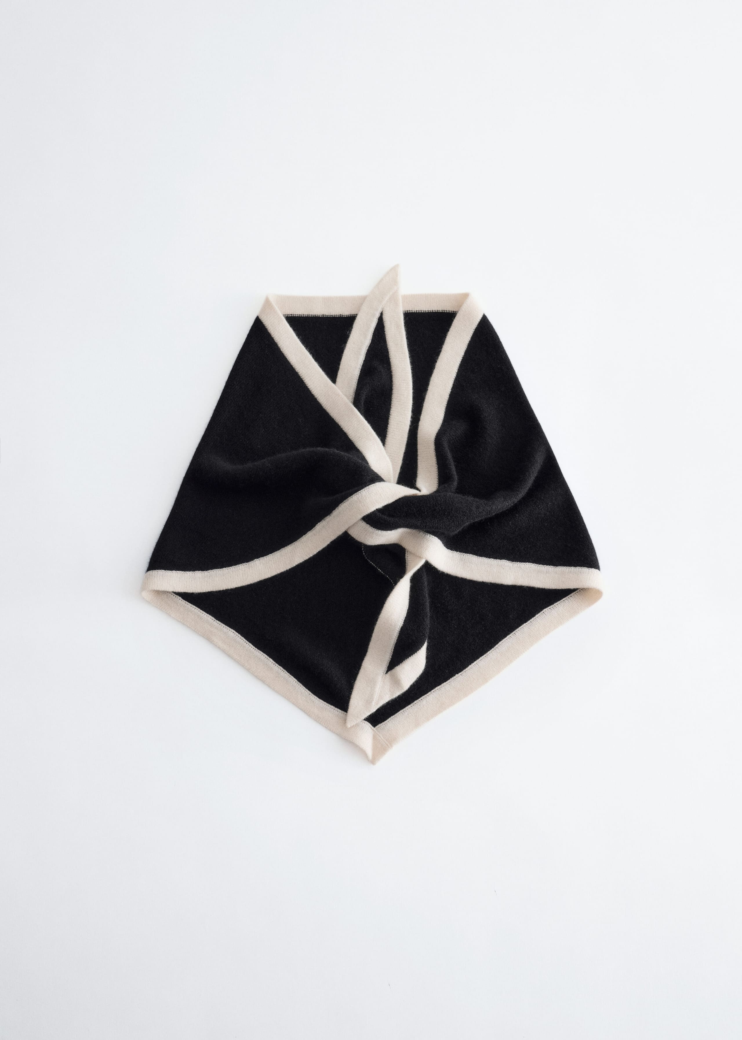 Silk-Cashmere Triangle Scarf - Dark Blue/Brown - Still Life