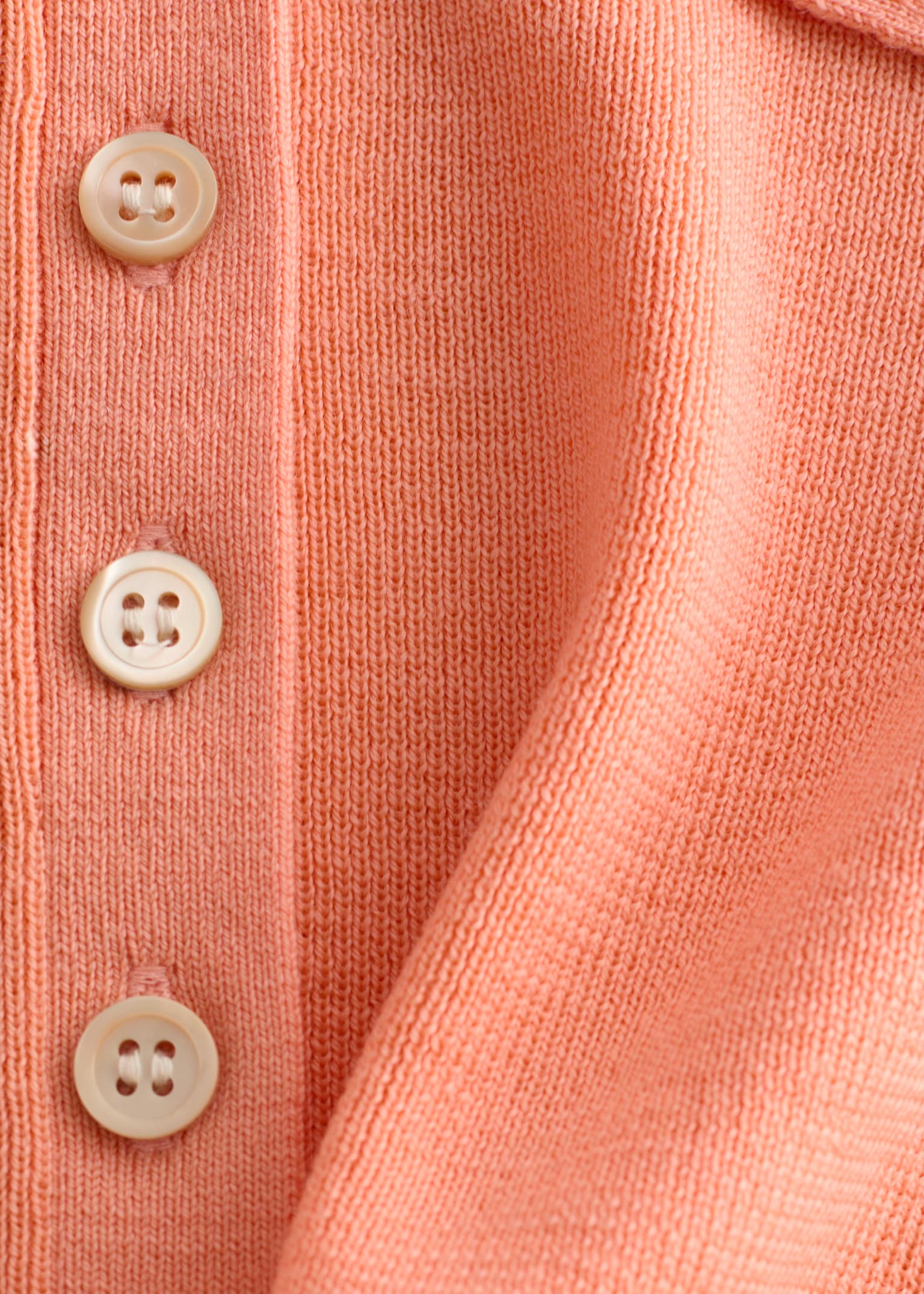 Žebrovaný polo top z merino vlny - Peach/Tmavě hnědá/šedý melír - 5