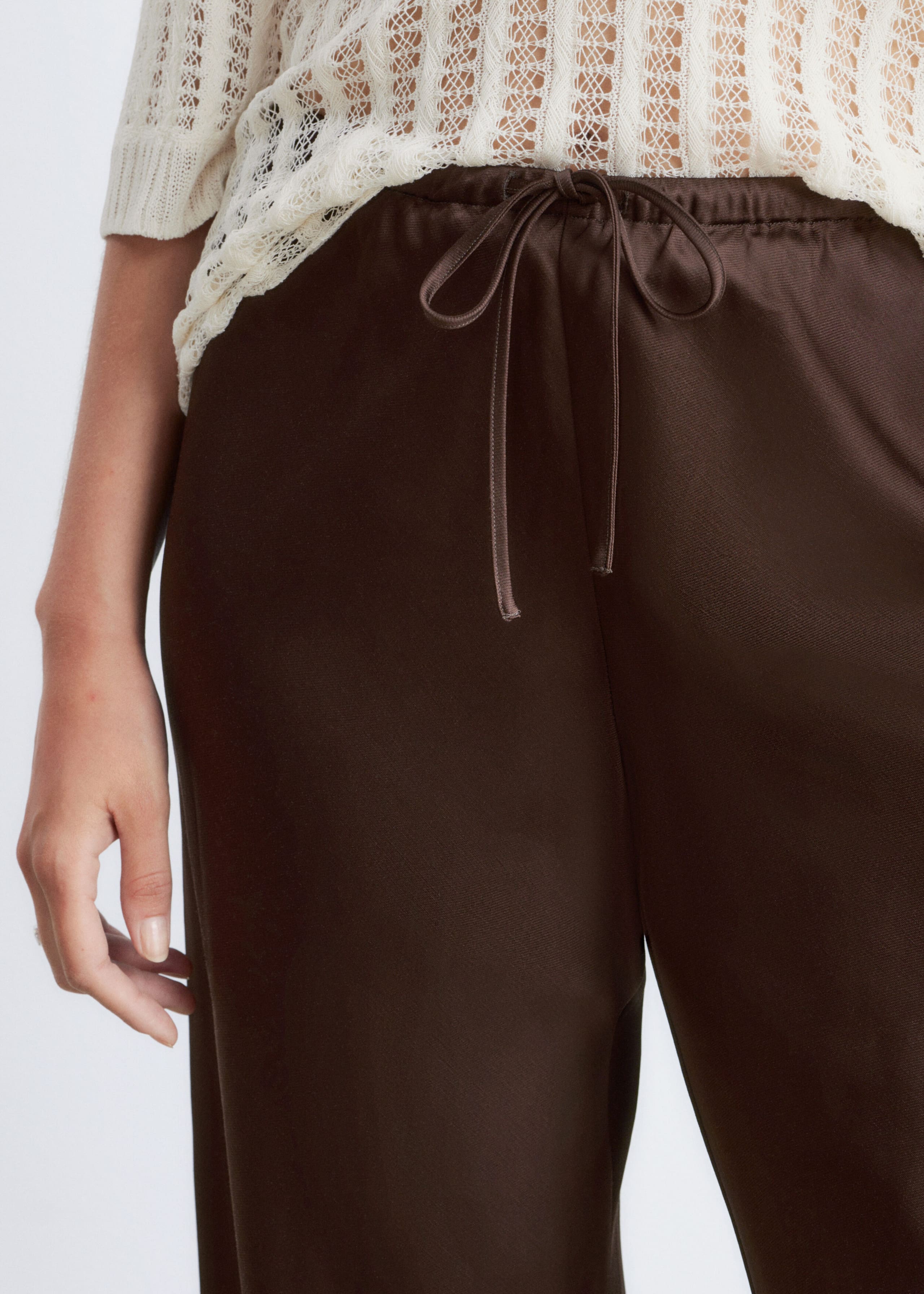 Image of Drawstring Twill Trousers