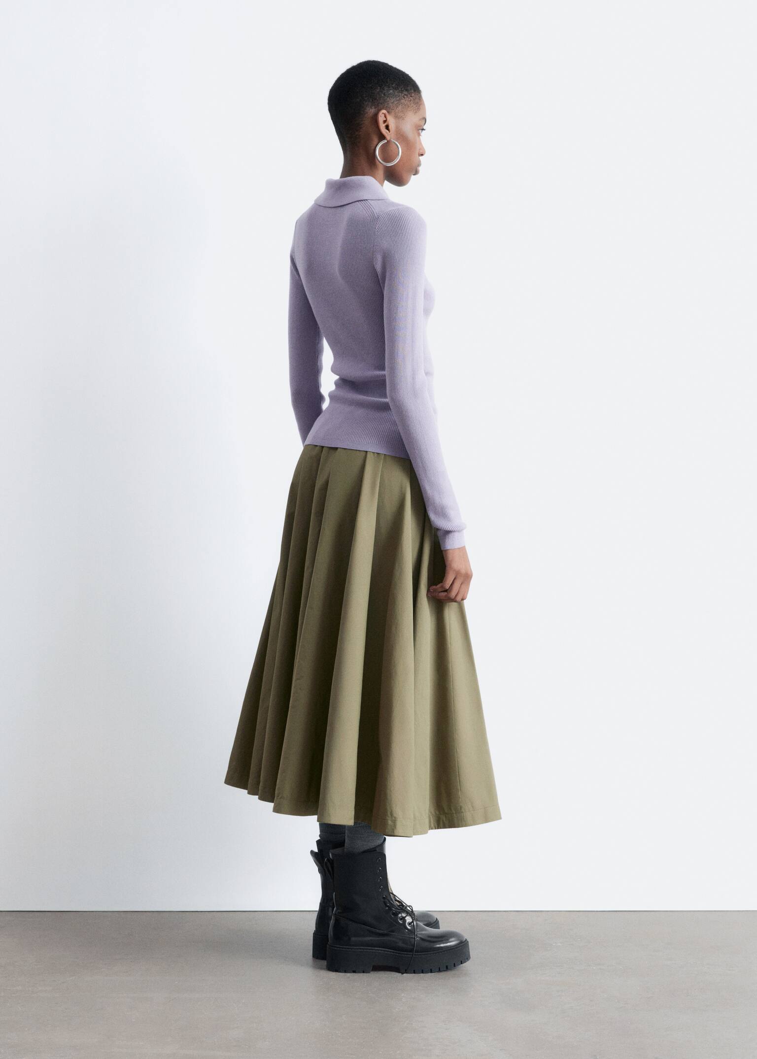Keyhole Collar Top - Light Purple/Grey/Brown/Dark Red/Pink/Brown - 6