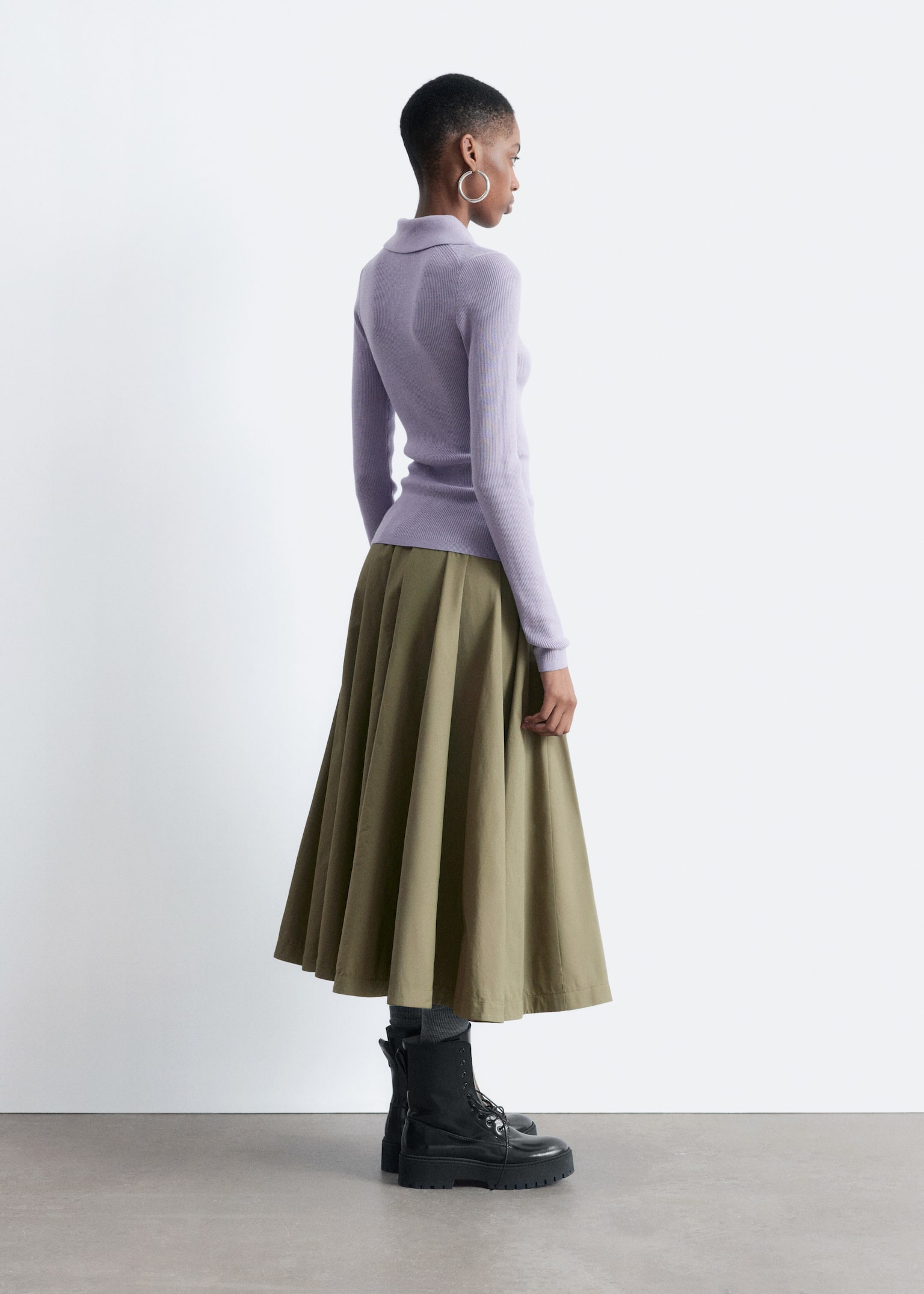 Keyhole Collar Top - Light Purple/Grey/Brown/Dark Red/Pink - 3
