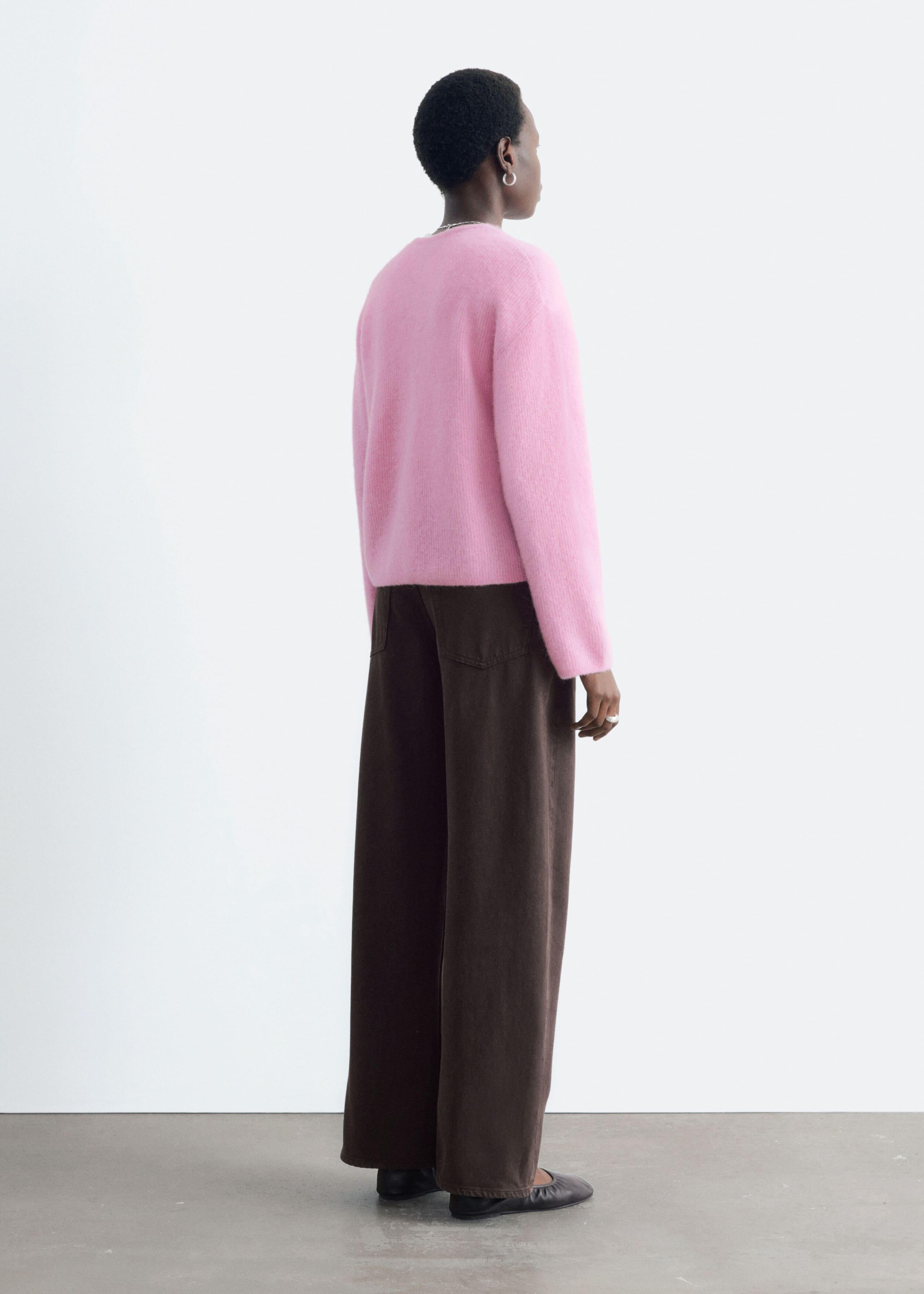 Stickad cardigan i alpackablandning – Vit – lookbook