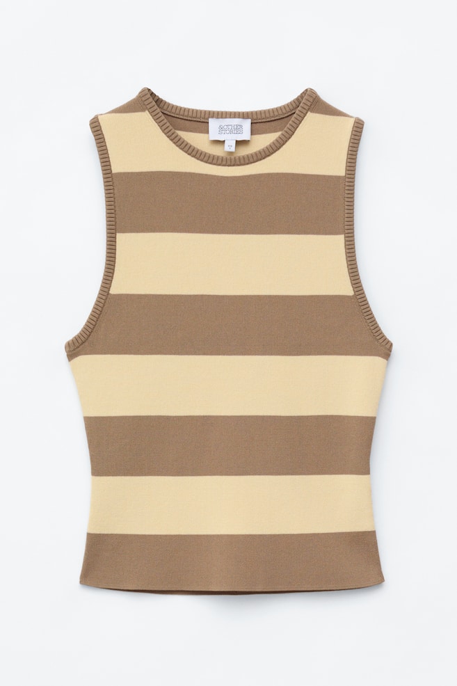 Camiseta de tirantes de punto - Beige/Rayas/Morado/Marrón/Rayas - 1