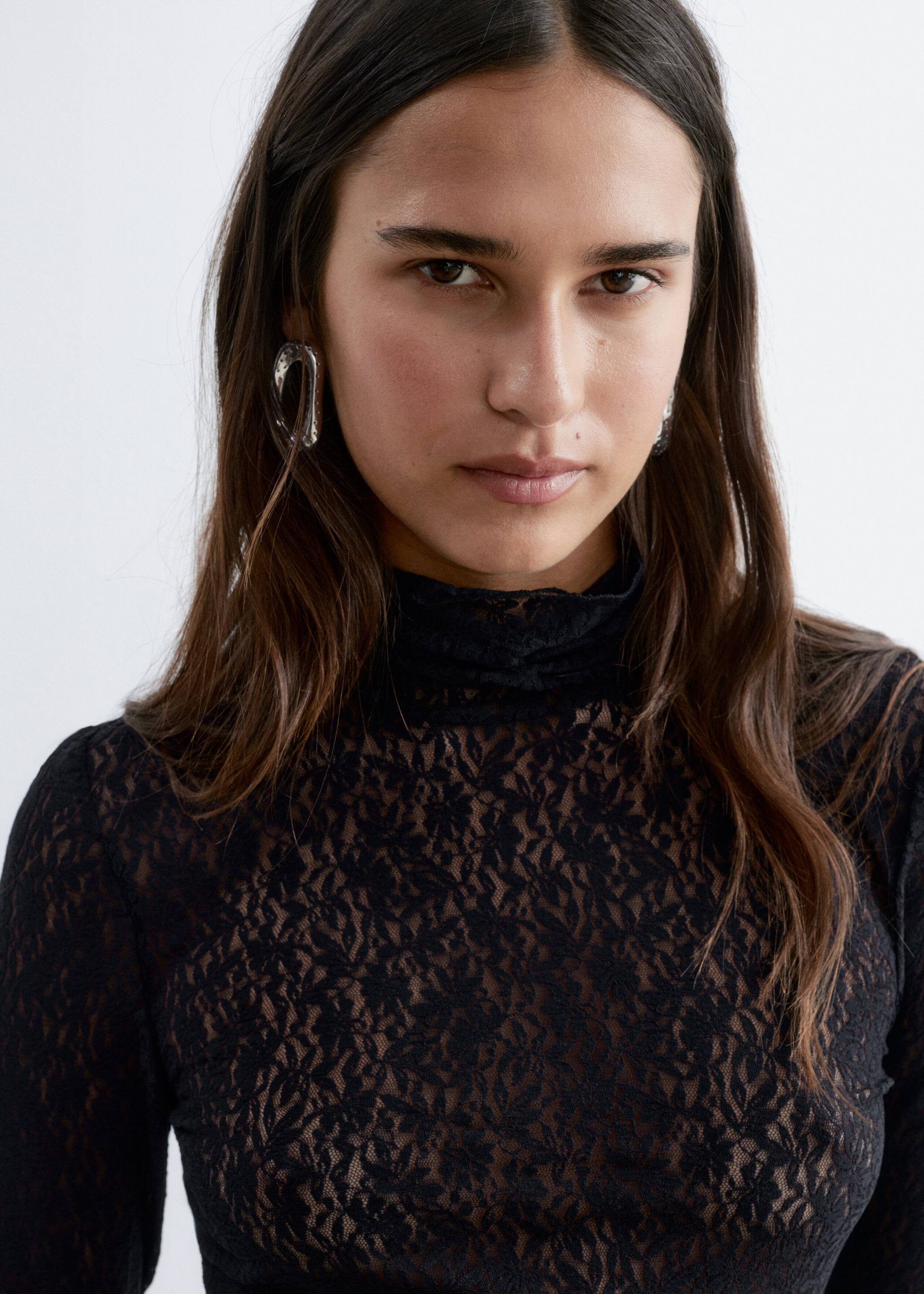 Lace Turtleneck Top - Lilac - Lookbook