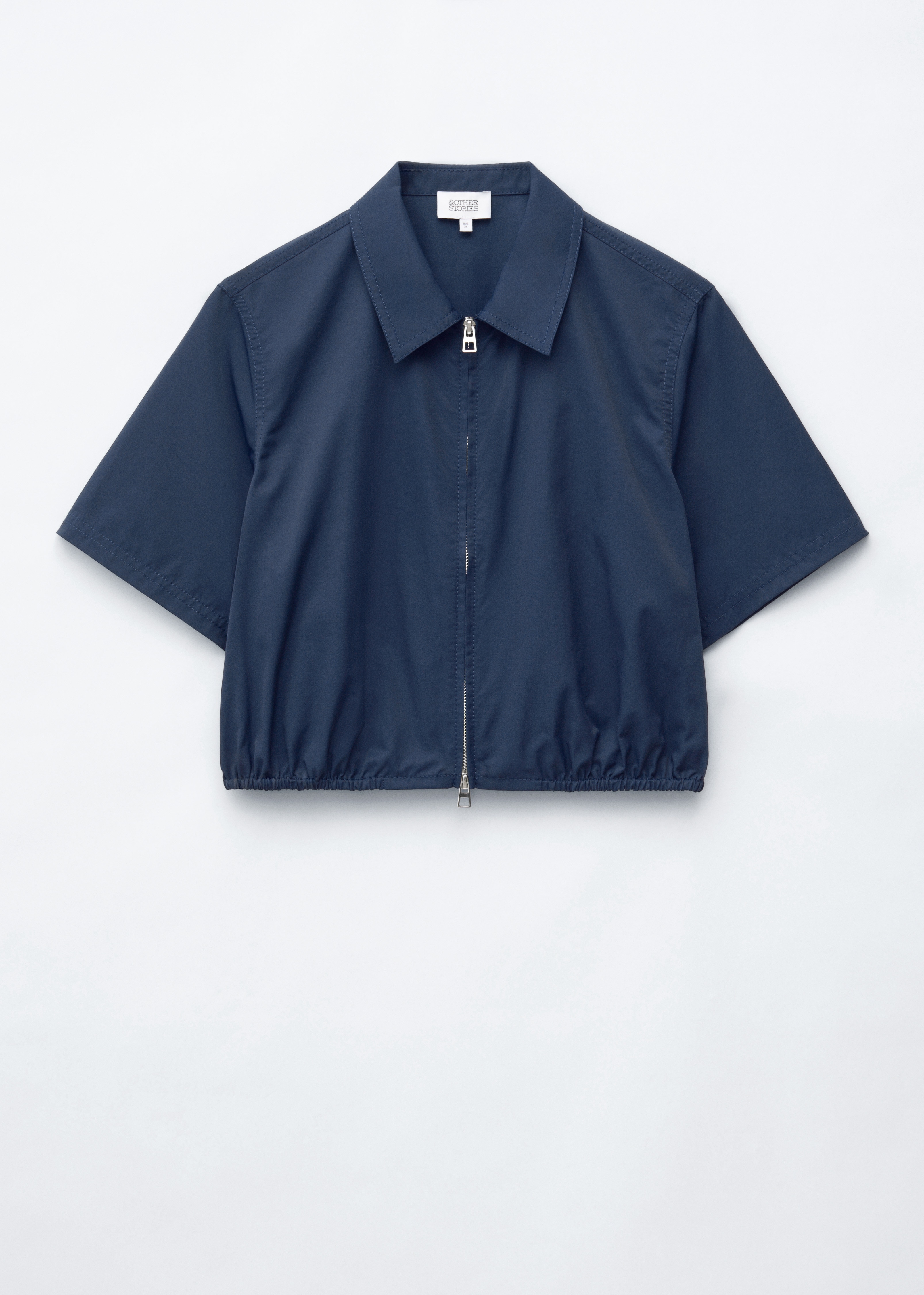 Zip Front Collar Shirt - Dark Blue