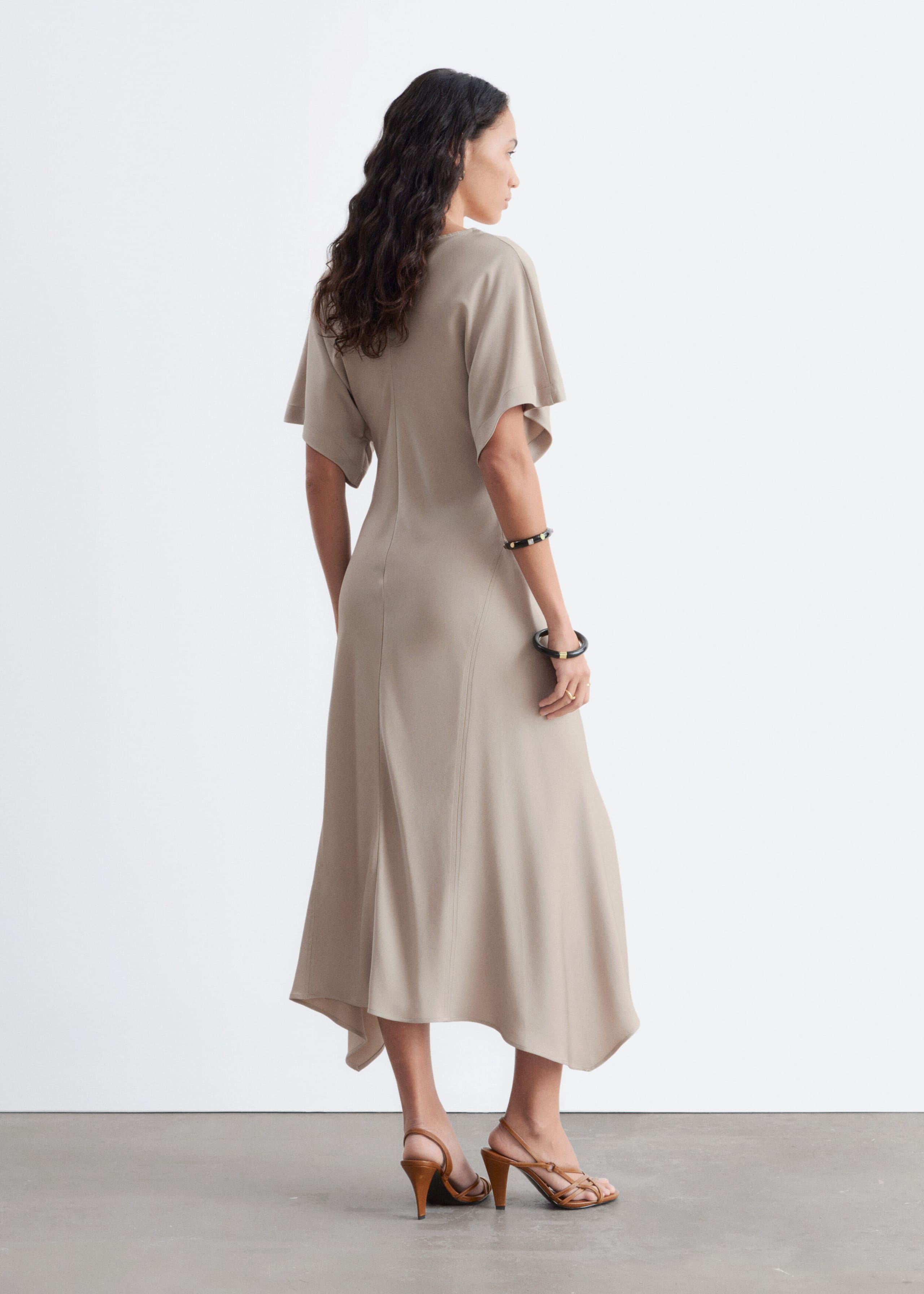 V-Neck Maxi Dress - Stone Beige - Lookbook