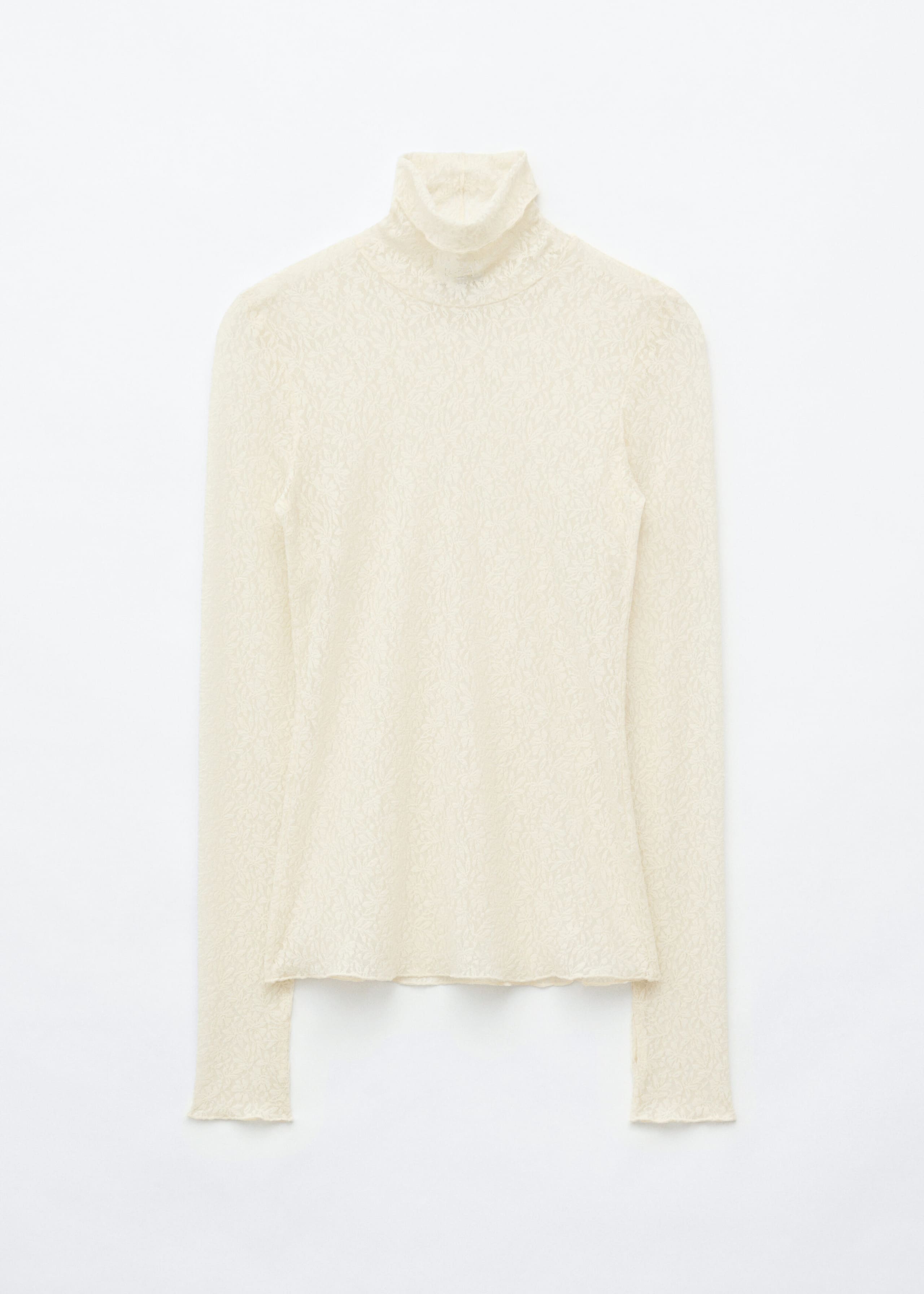 Lace Turtleneck Top - White - Still Life