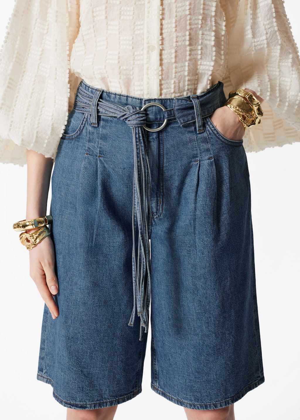 Image of Long Denim Shorts