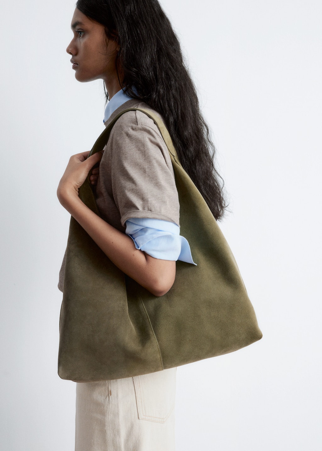 Image of Large Suede Tote Bag