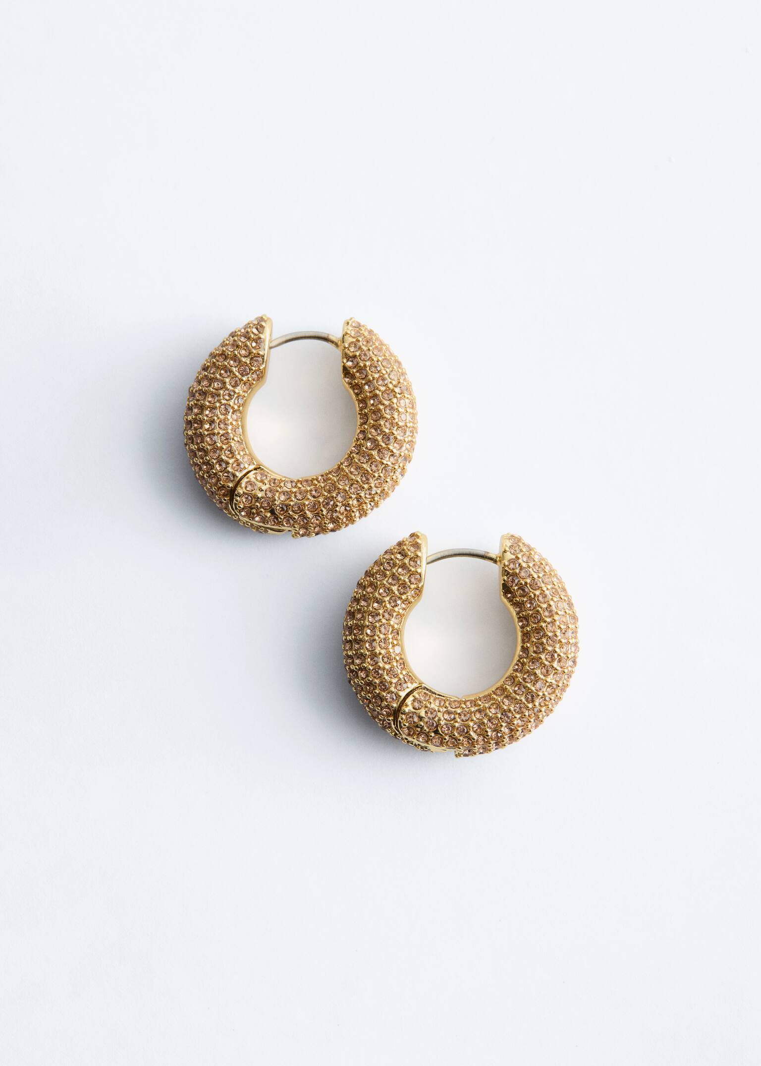 Crystal Hoop Earrings - Zlato/Silver - 1