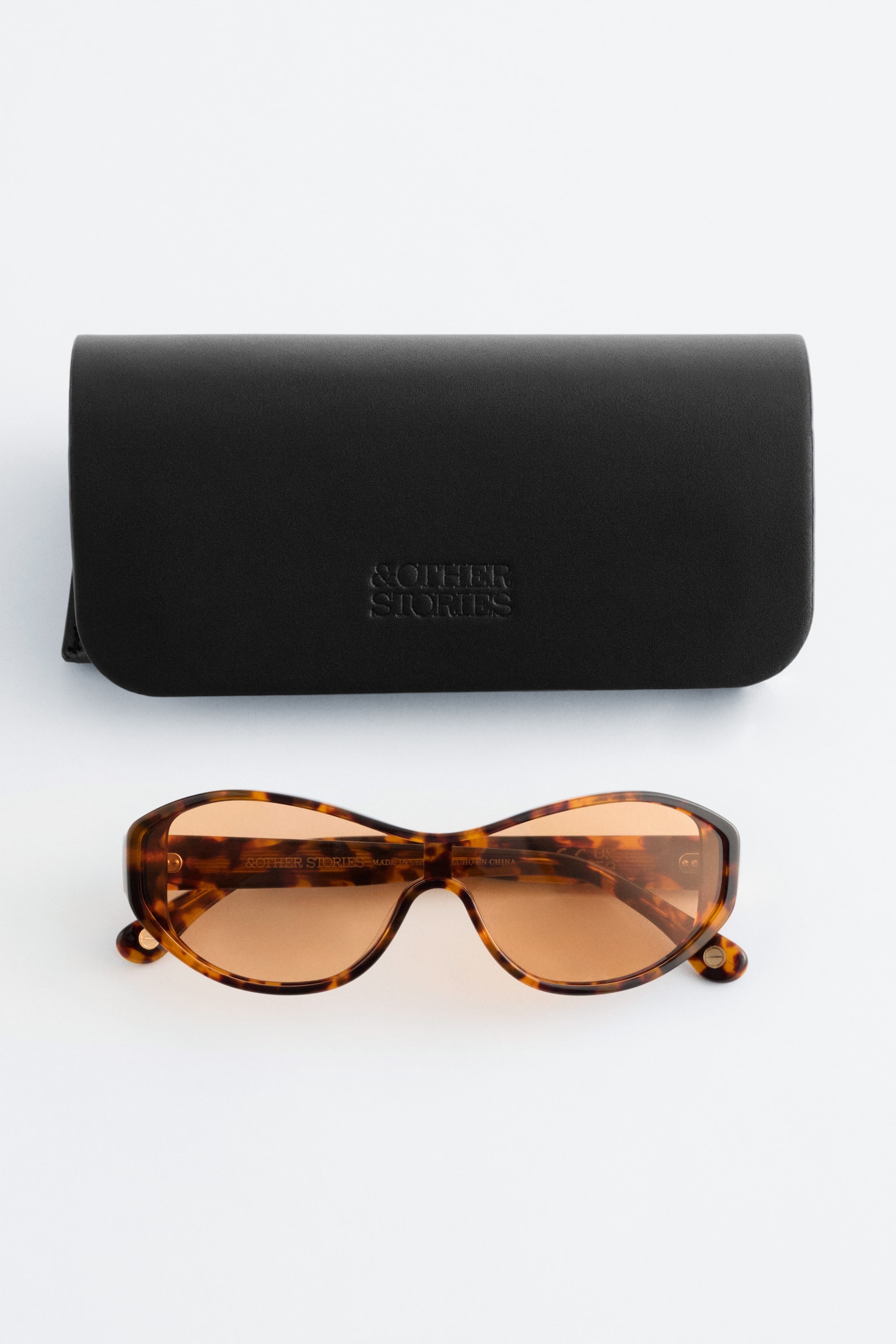 Zonnebril van acetaat met ovaal montuur - Oranje tortoise/Grijs - 5