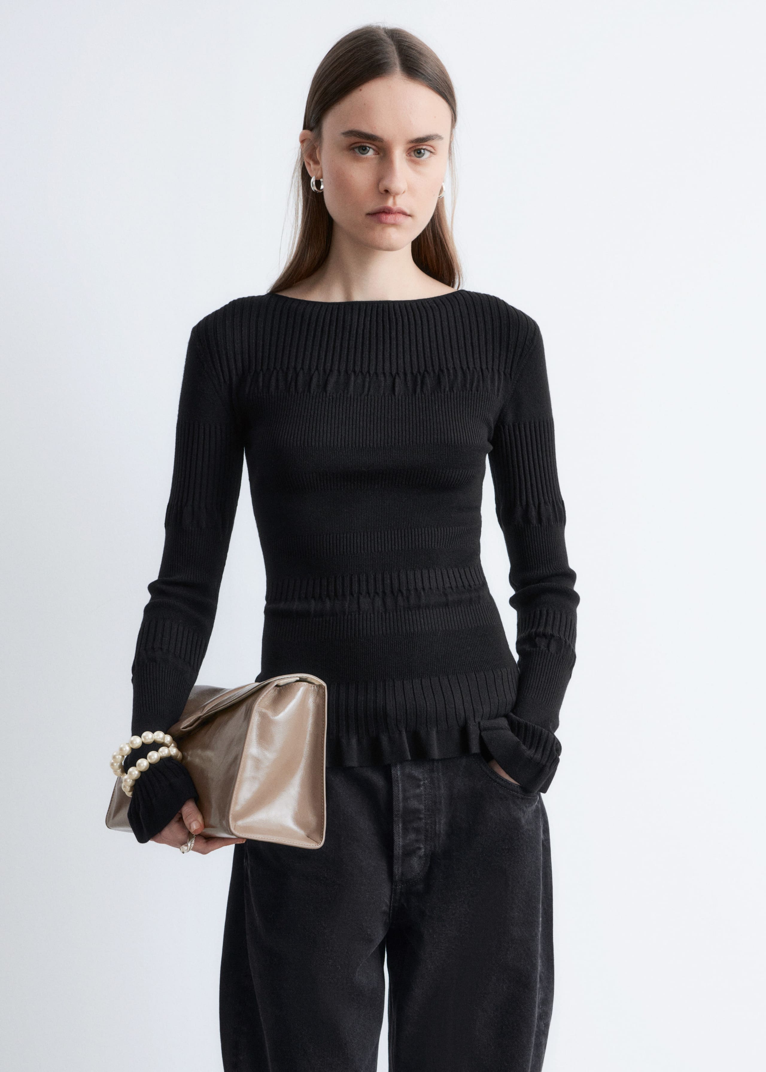 Image of Long-Sleeve Ribbed Top