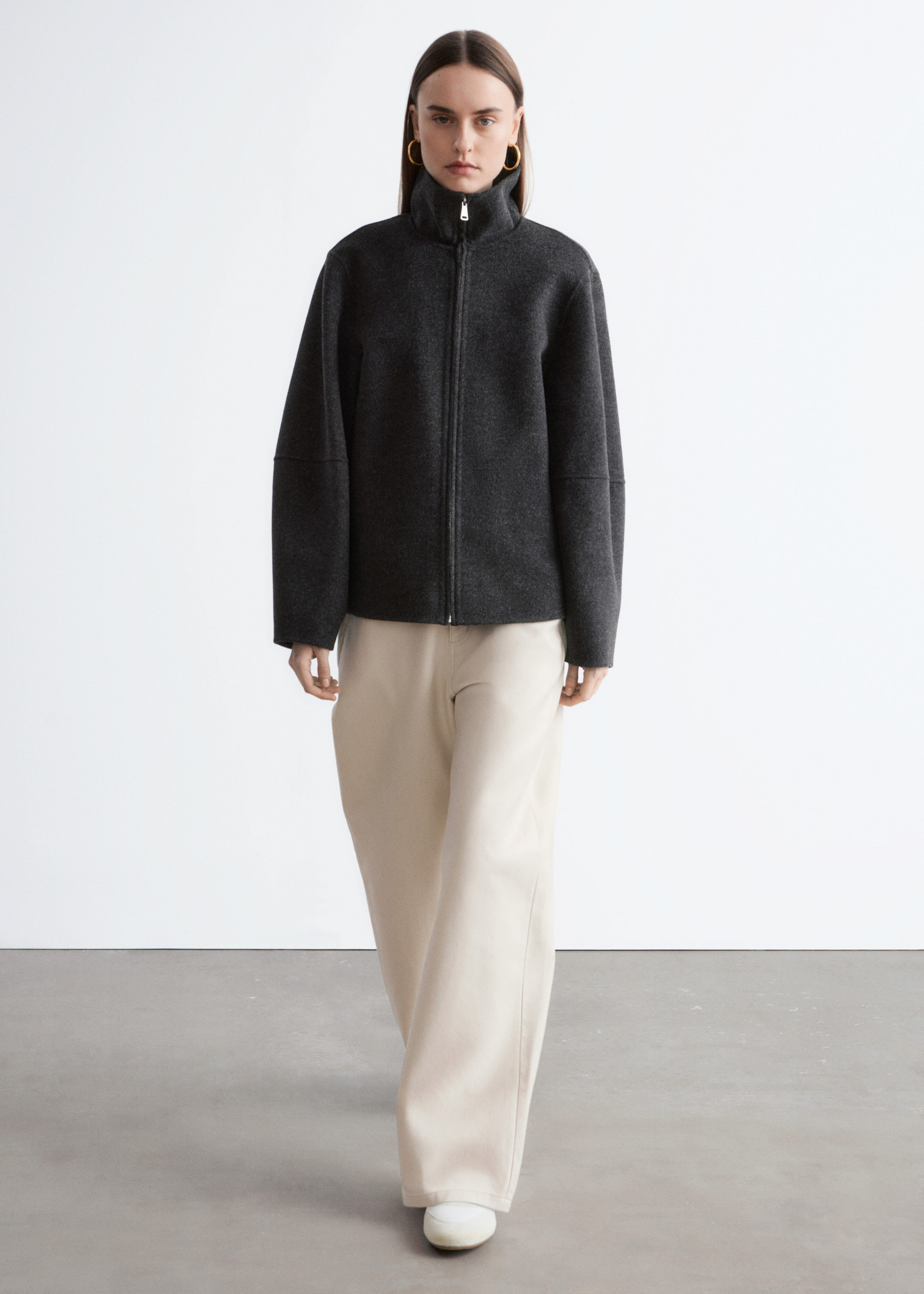 Zip-Up Wool Jacket - Dark Grey - Jackets - & Other Stories GG