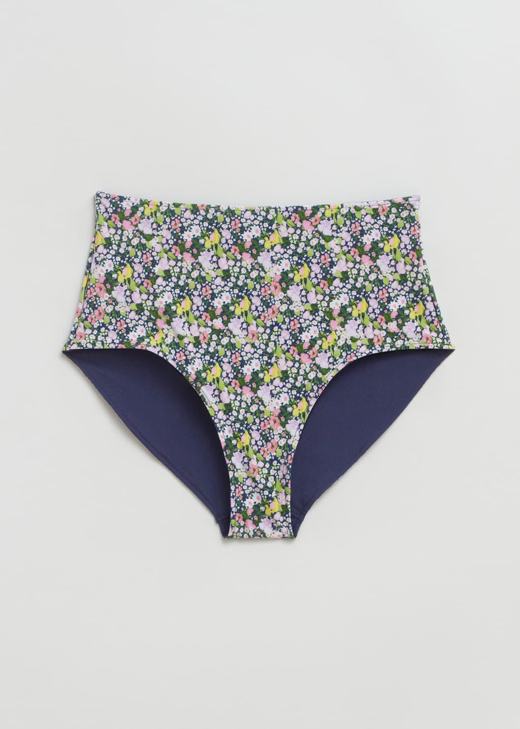 High Waist Reversible Bikini Bottoms - Dark blue/Floral - Still Life