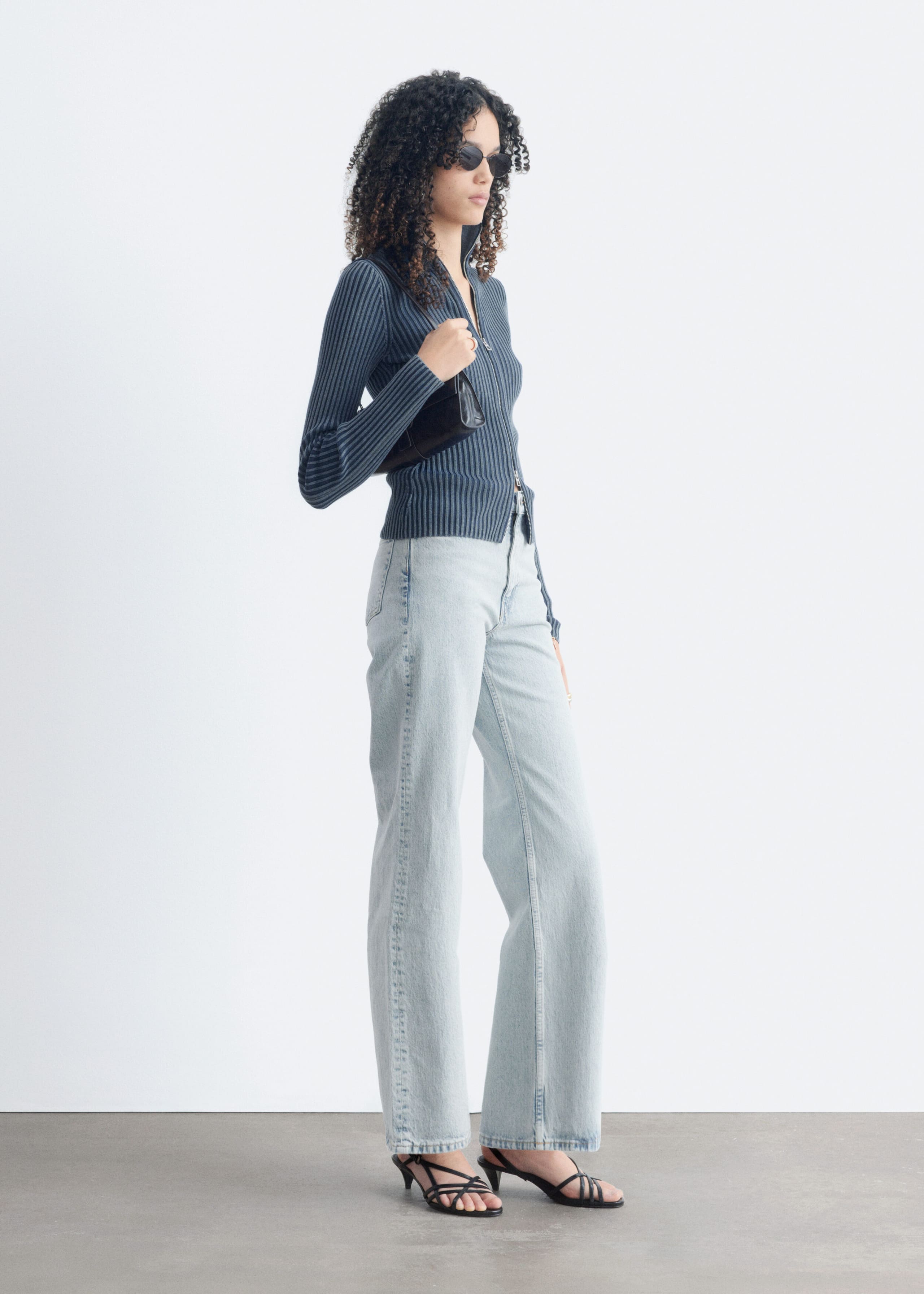 Zip-Up Turtleneck Cardigan - Dark Blue - Still Life