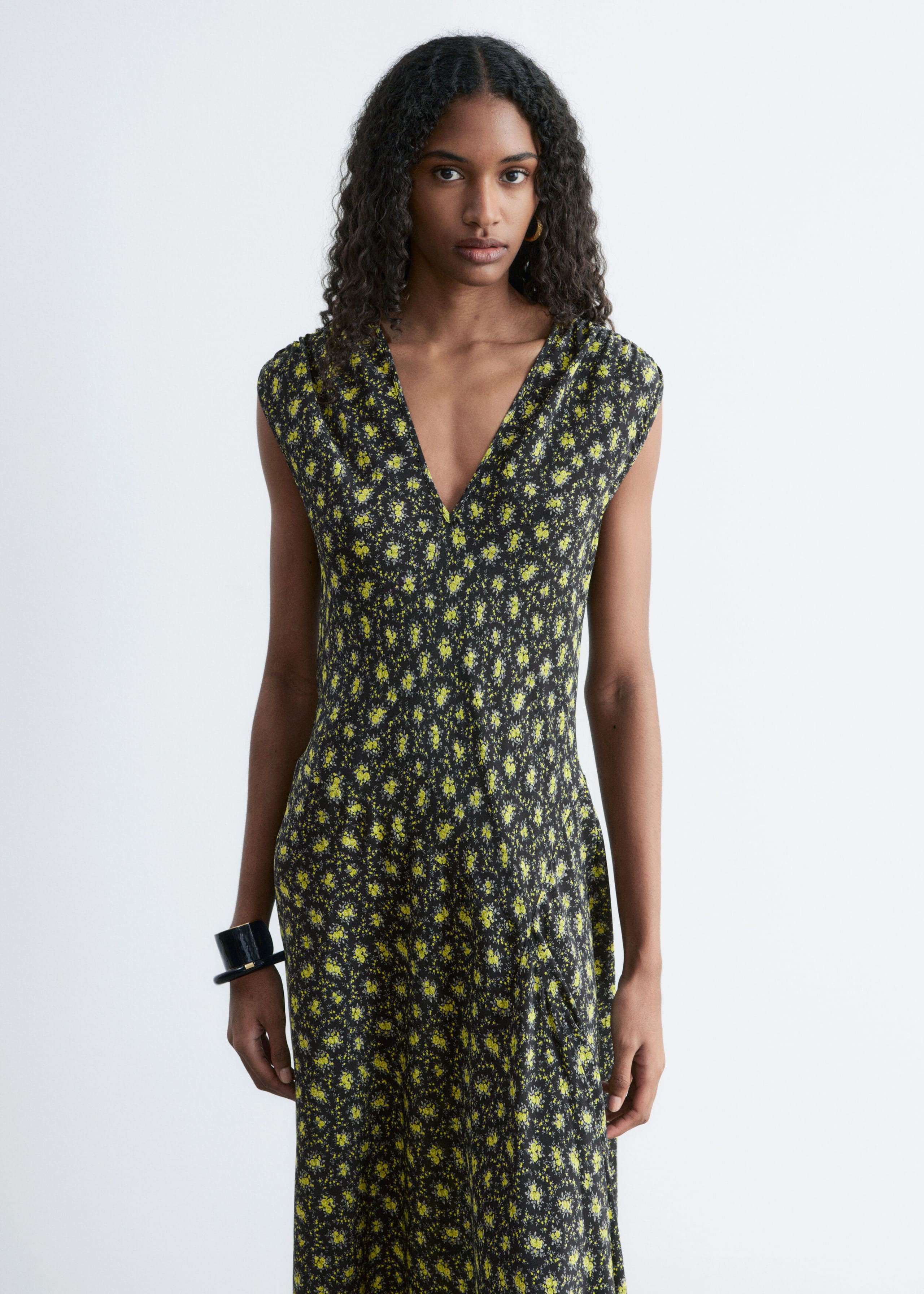 Image of Maxikleid aus Seide mit V-Ausschnitt