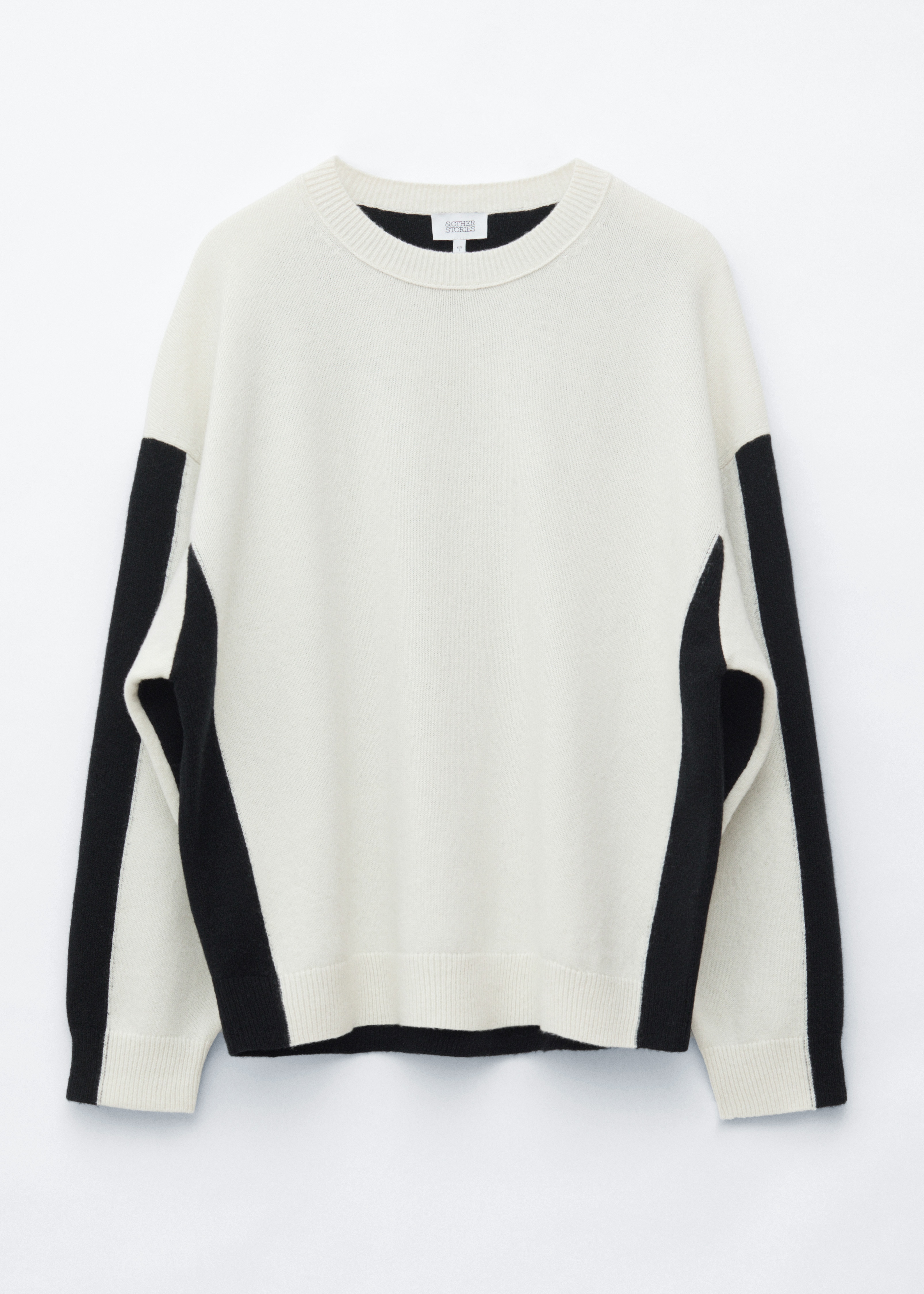 Camisola de malha oversized - Branco-sujo/Preto/Cinzento mesclado/Azul-marinho