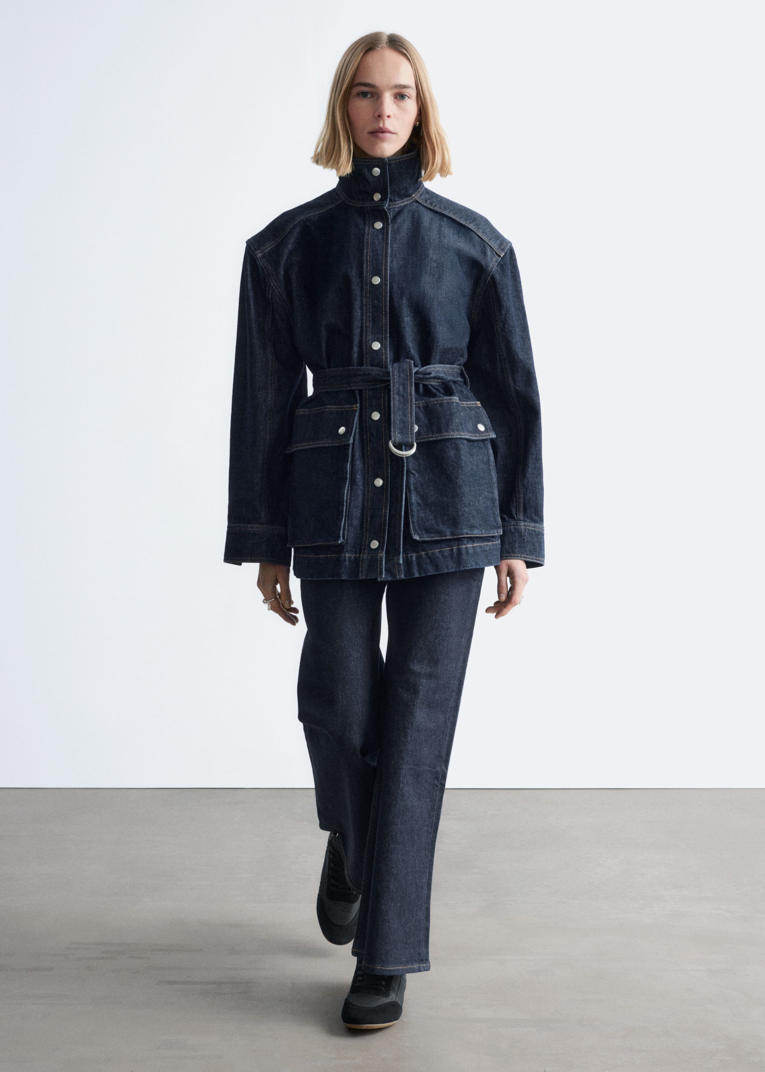 Image of Tie-Belt Denim Jacket