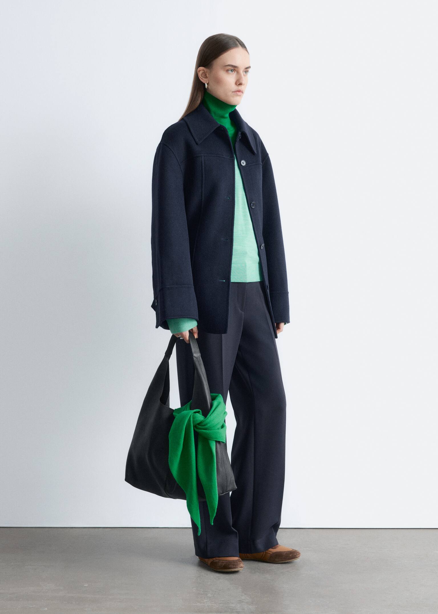 Tapered Wool Jacket - Navy Blue/Beige - 9