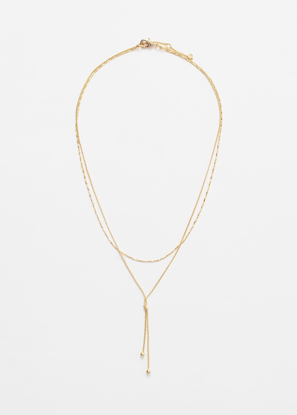 Layered Lariat Necklace - Gold - Still Life