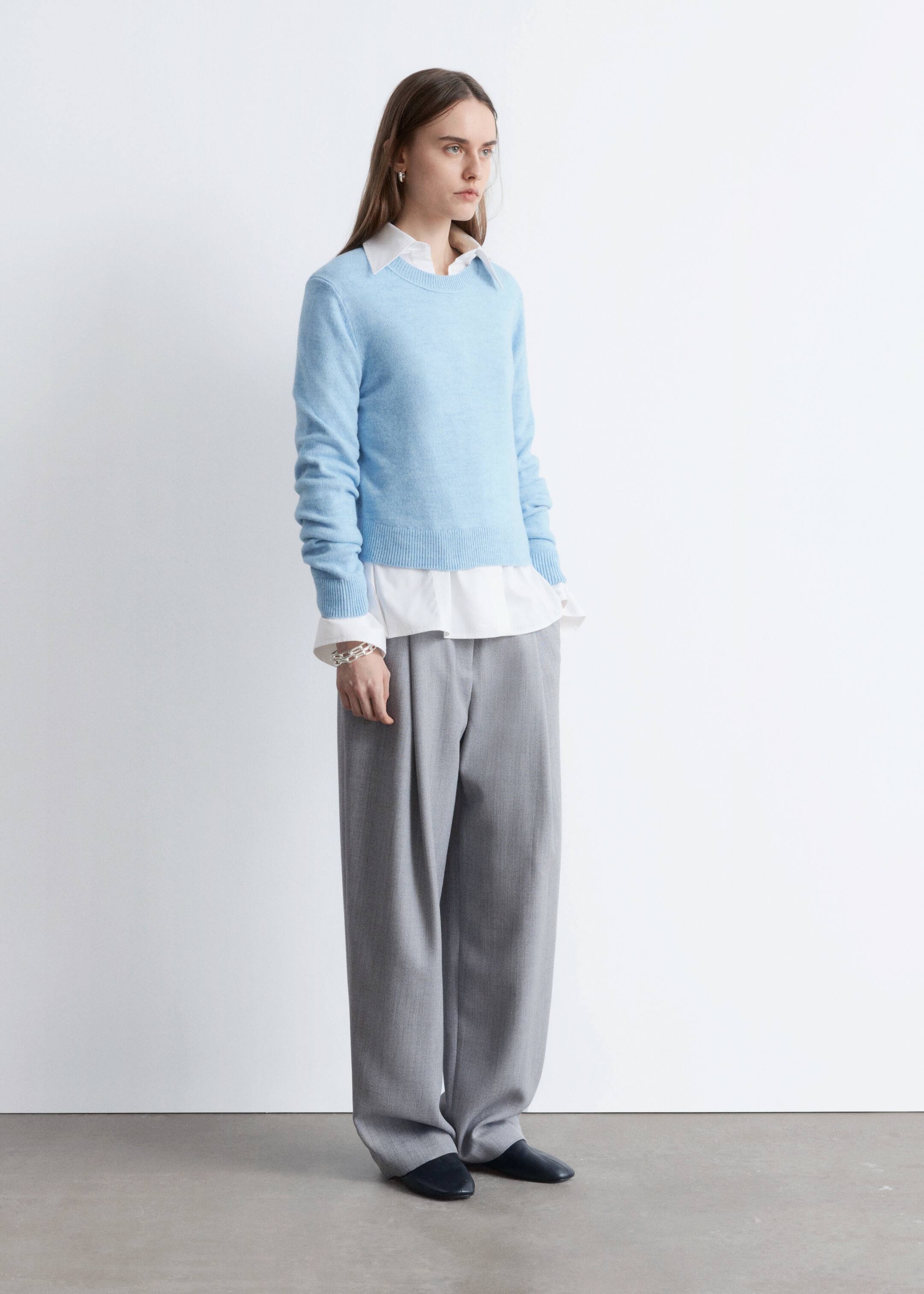 Преглед на по-голямо изображение: Плетен вълнен пуловер - Светлосин меланж - ЖЕНИ | H&M BG 2