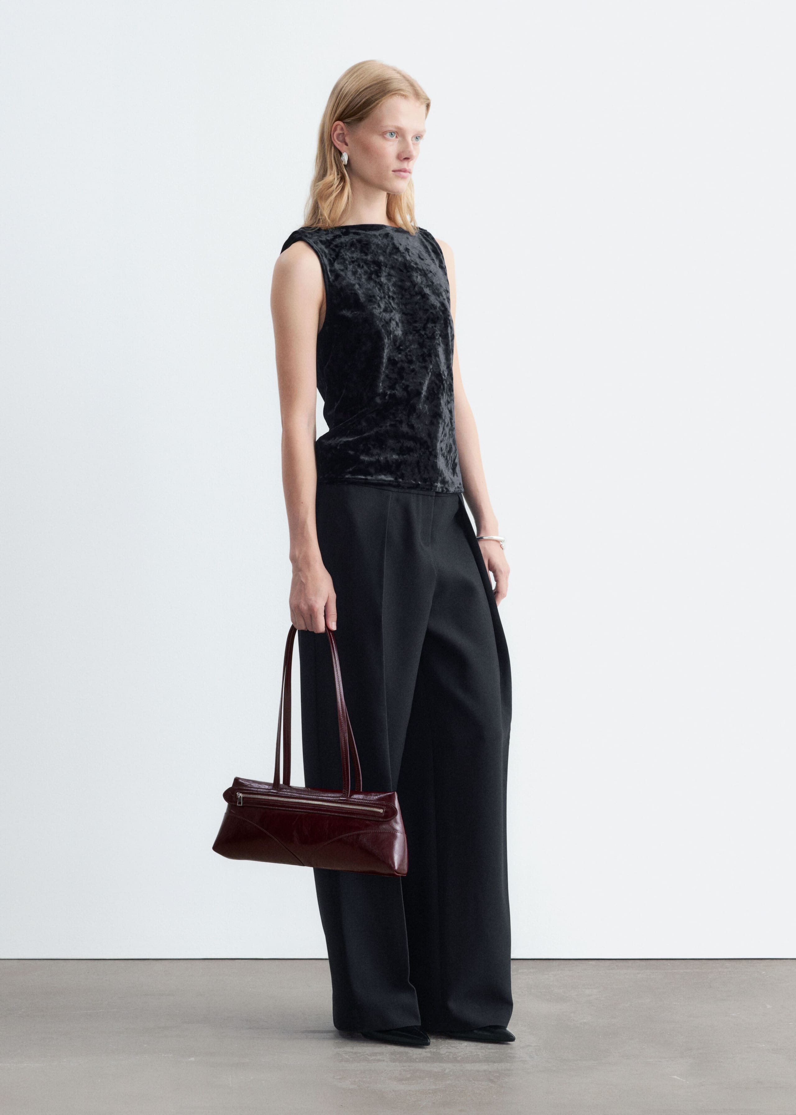 Draped Back Velvet Top - Black - Lookbook