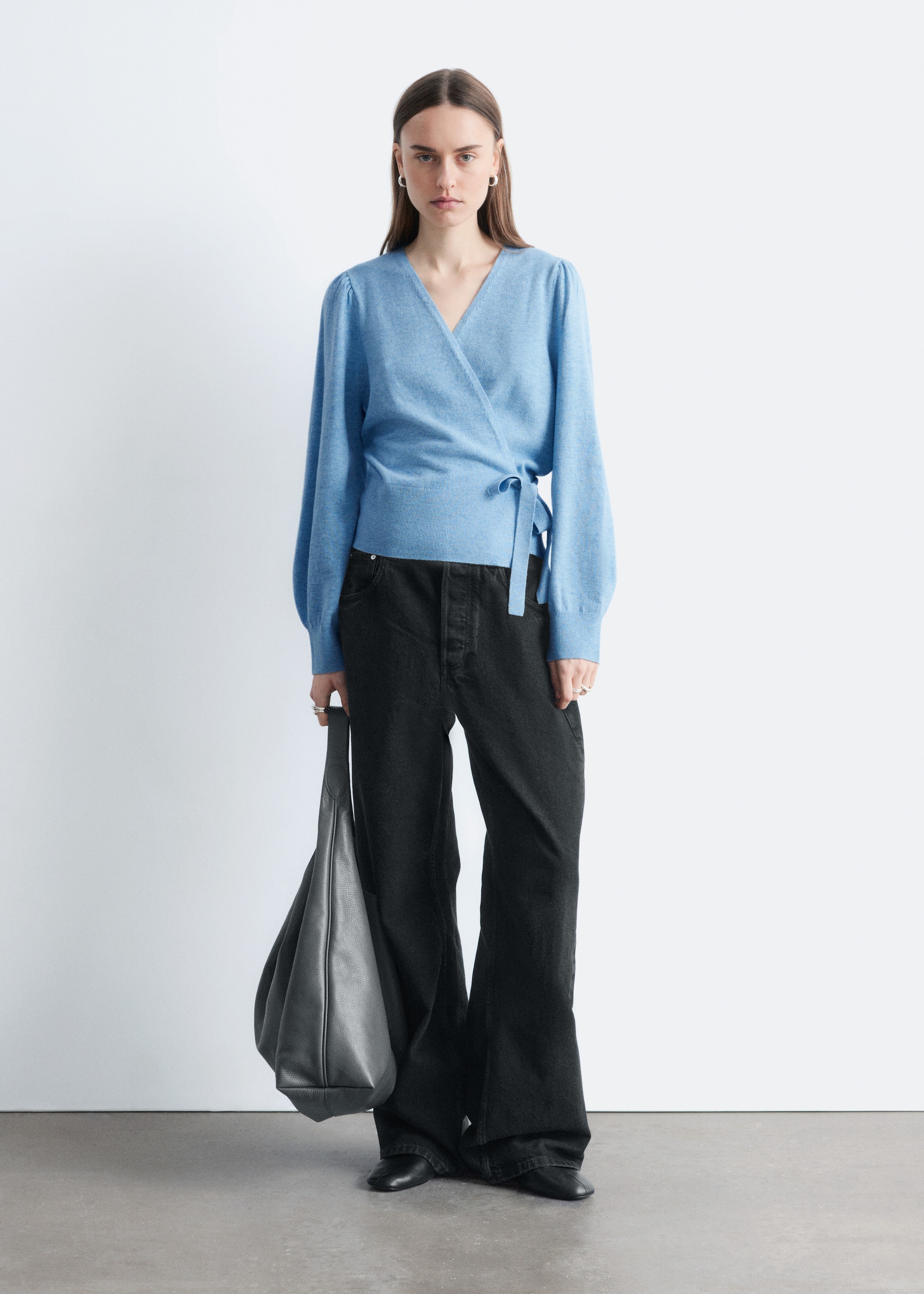 Преглед на по-голямо изображение: Жилетка от мериносова вълна - Син меланж - ЖЕНИ | H&M BG 1