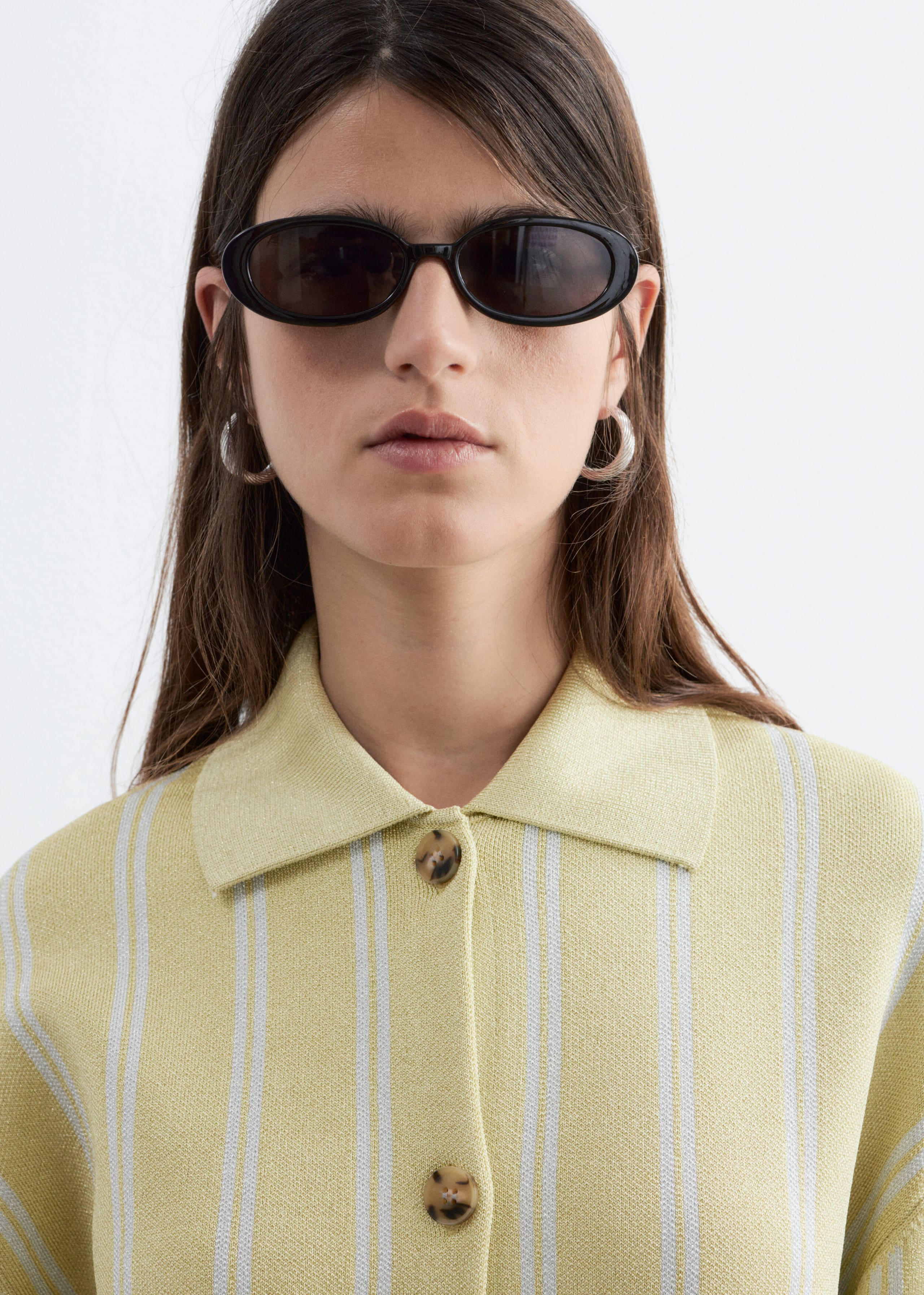 Image of Oversized Polo-Knit Cardigan