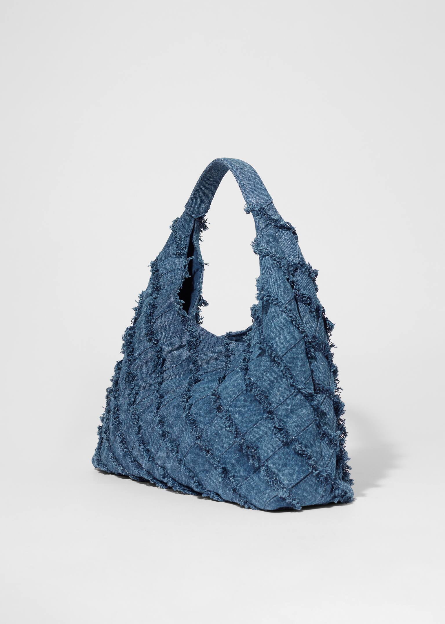 Braided Denim Tote Bag - Blue denim - 6