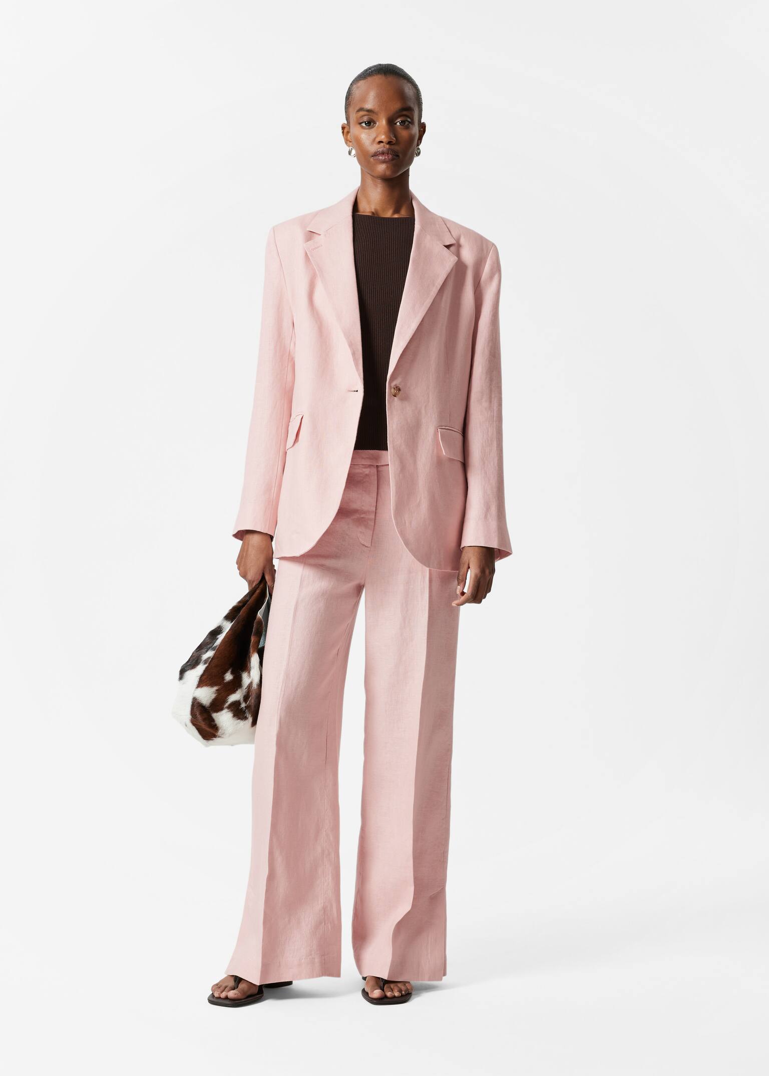 Pantaloni sartoriali in lino - Rosa chiaro/Beige/Nero/Giallo chiaro