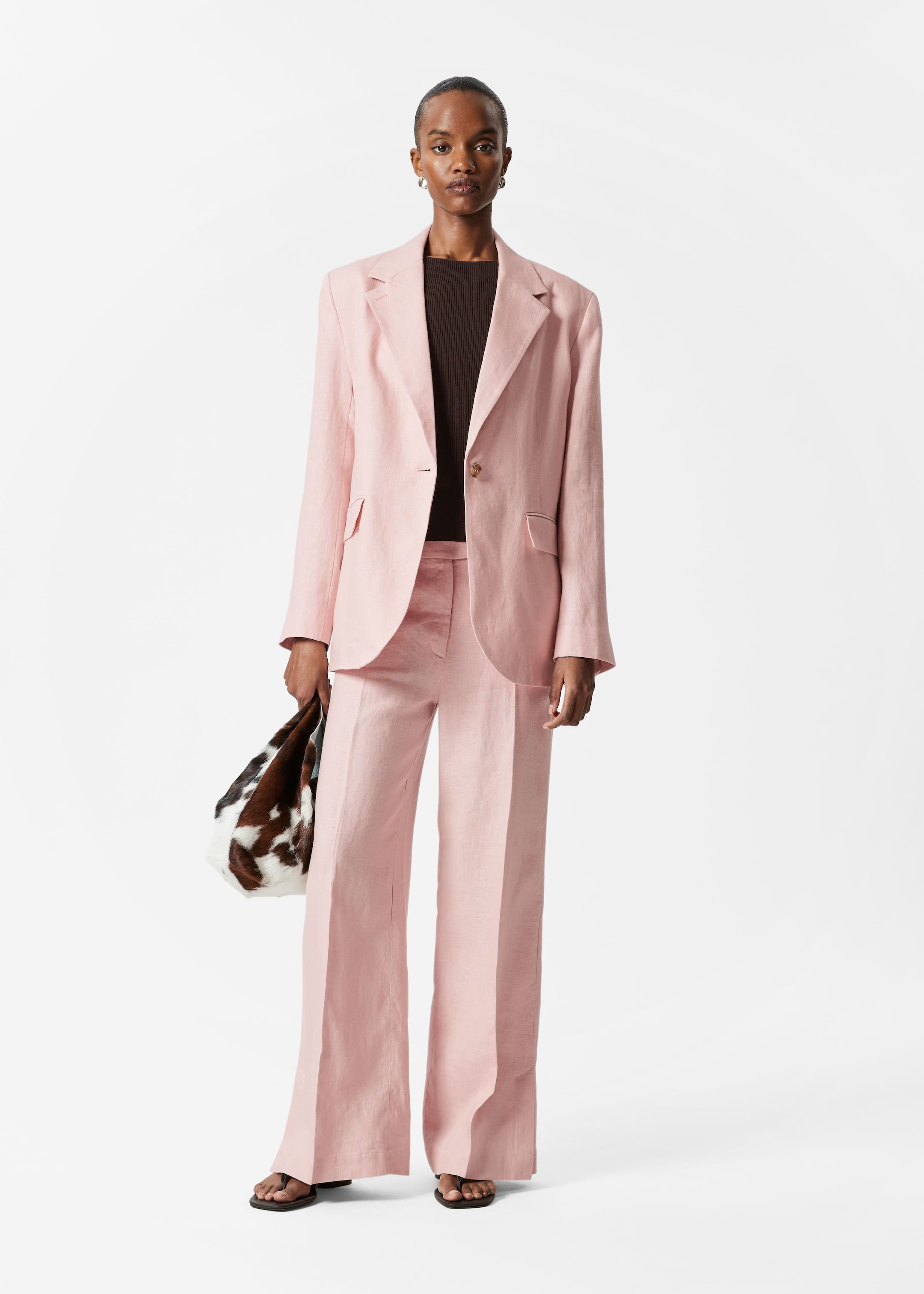 Ver imagen más grande: Pantalones sastre de lino - Rosa claro - MUJER | H&M ES 1