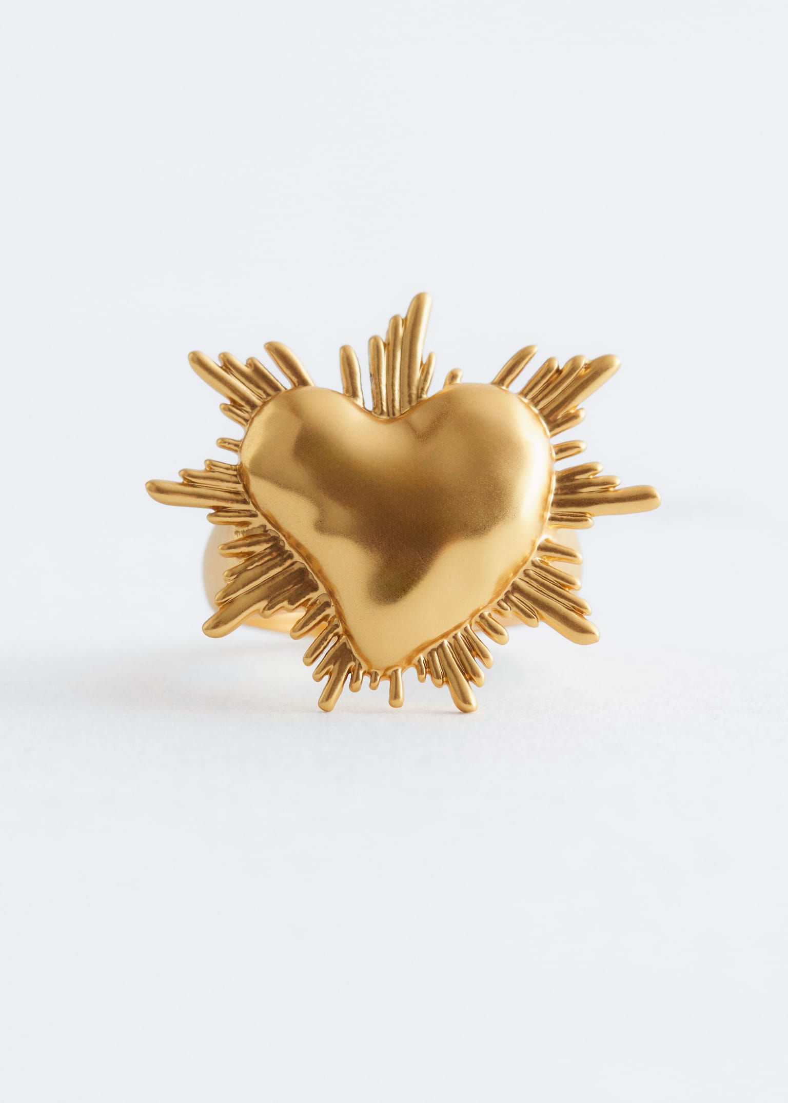 Anillo grueso con forma de corazón - Oro - 2